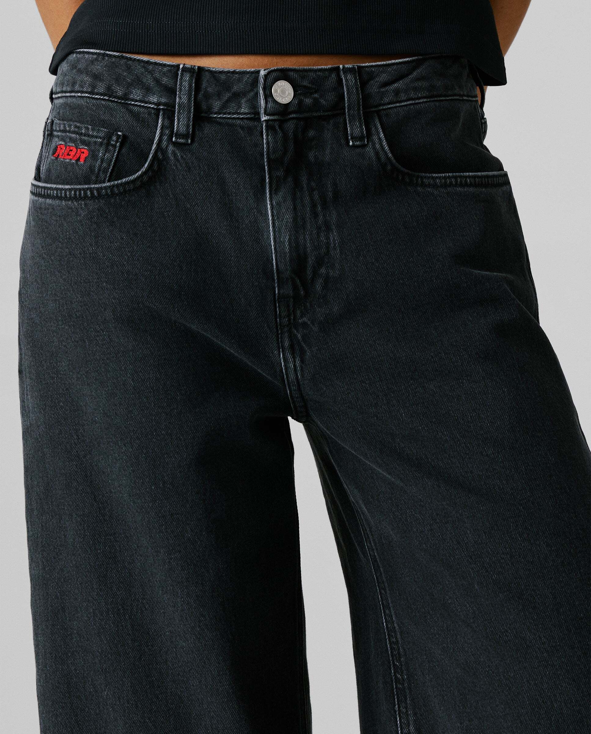 Vaquero de mujer fit wide y tiro medio red bull racing - Pepe Jeans - Gris Gris-4