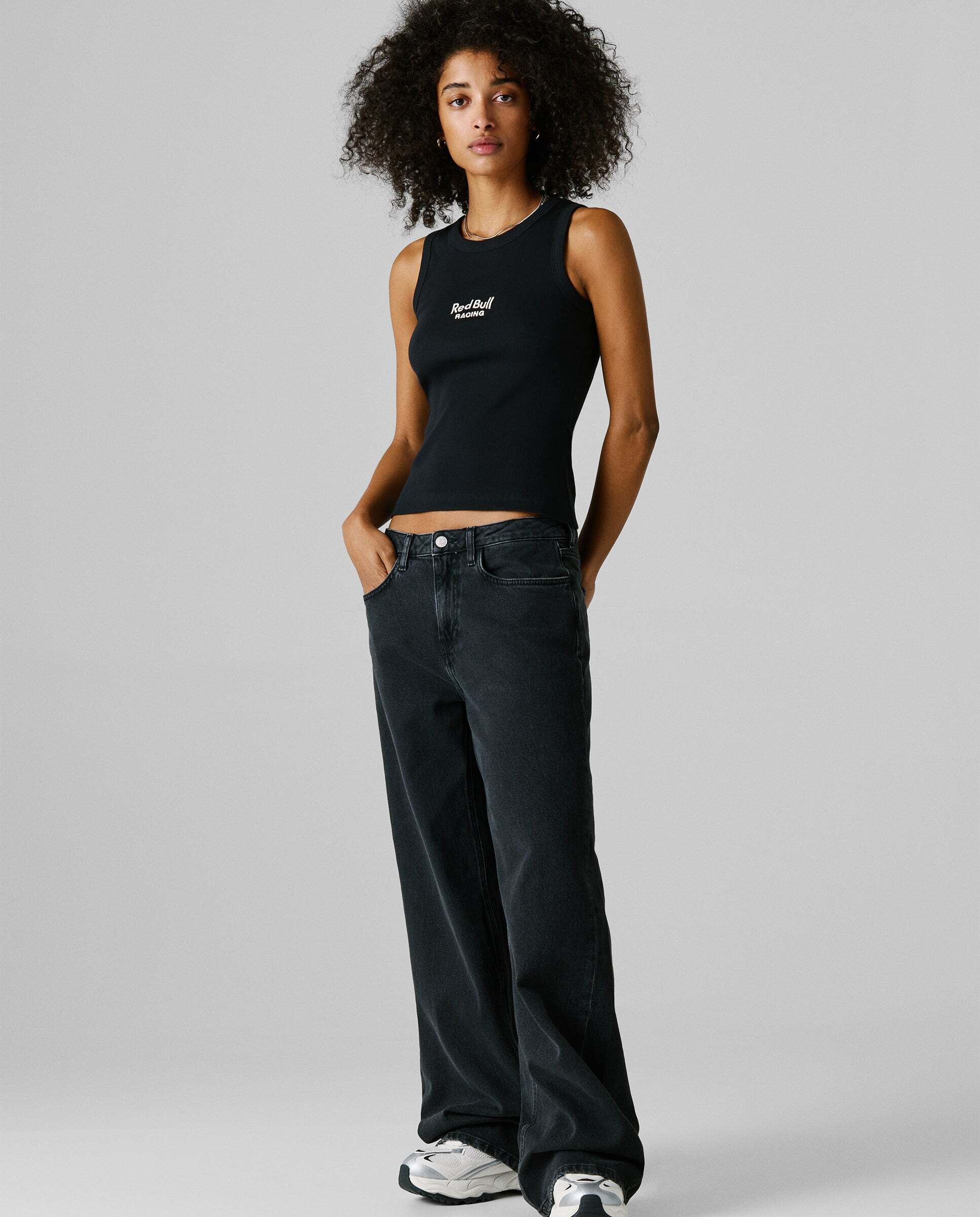Vaquero de mujer fit wide y tiro medio red bull racing - Pepe Jeans - Gris Gris-6
