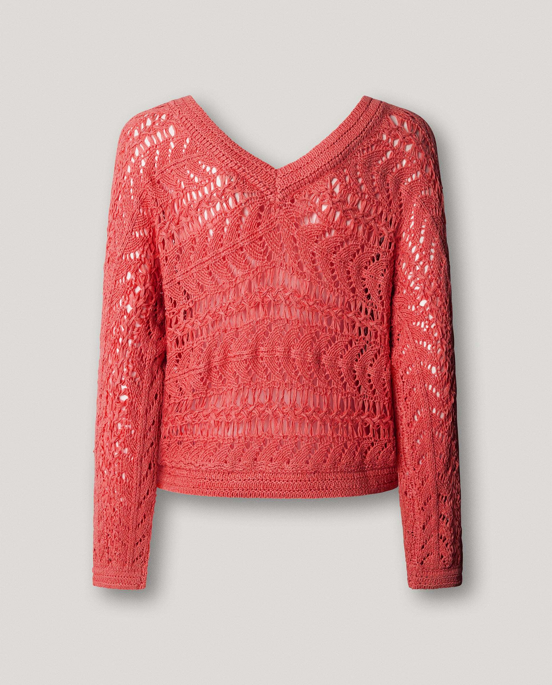 Jersey de mujer calado cuello pico - Pepe Jeans - Rosa Rosa-8