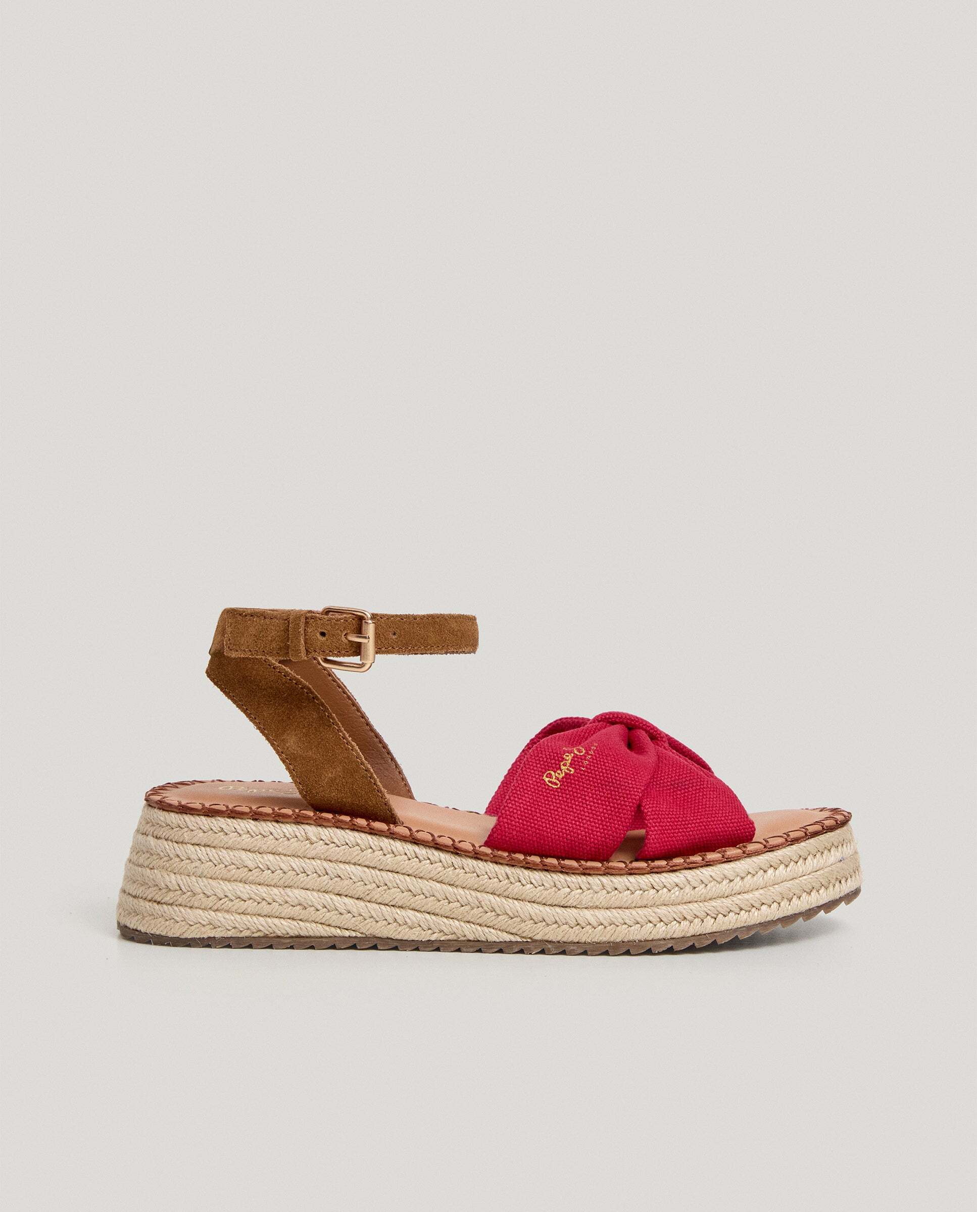 Imagen 0 de Sandalias de cuña de mujer con tiras cruzadas Rojo