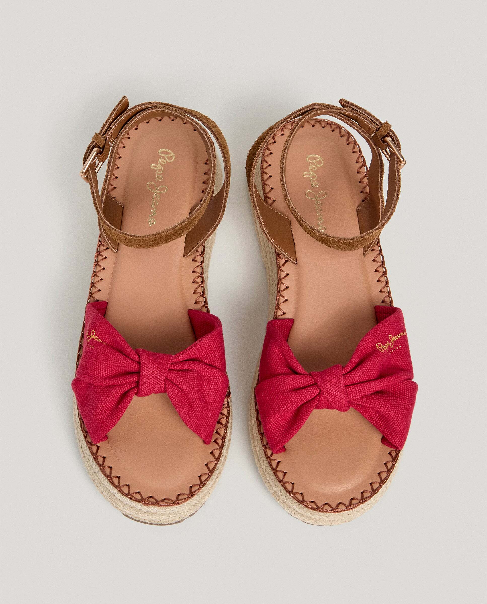 Sandalias de cuña de mujer con tiras cruzadas - Pepe Jeans - Rojo Rojo-3
