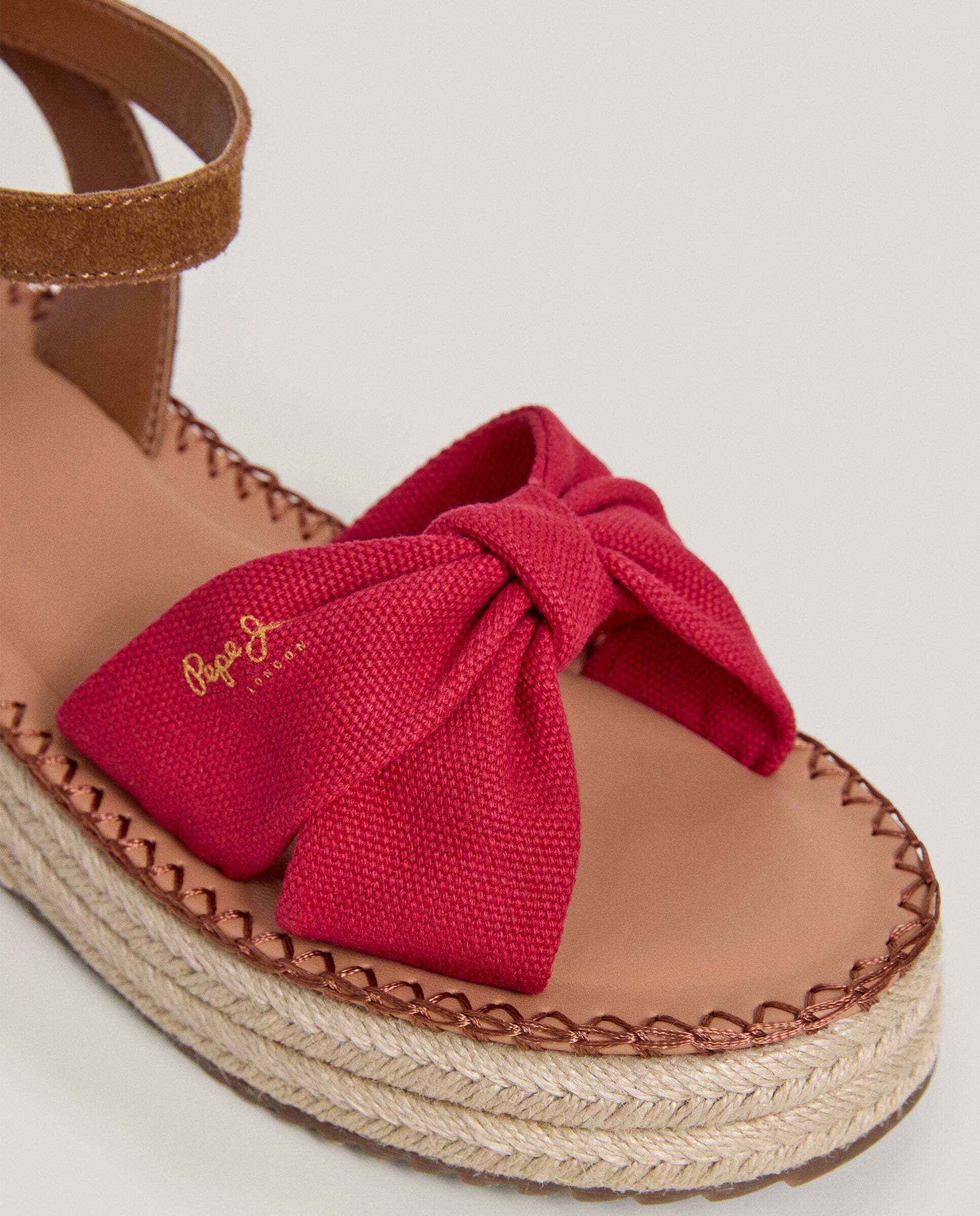 Sandalias de cuña de mujer con tiras cruzadas - Pepe Jeans - Rojo Rojo-5