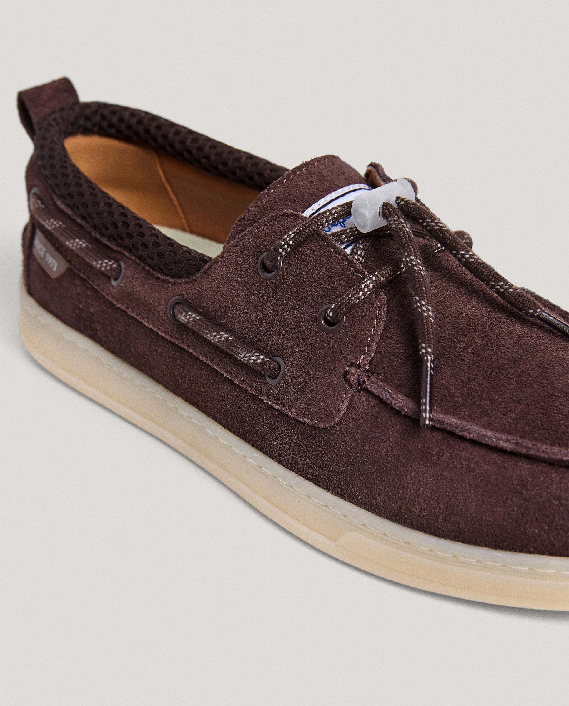 Náutico estilo "Deck Shoes" en piel de ante con suela de goma translúcida y logo lateral "Since 1973" - Pepe Jeans - Marrón Marrón-5