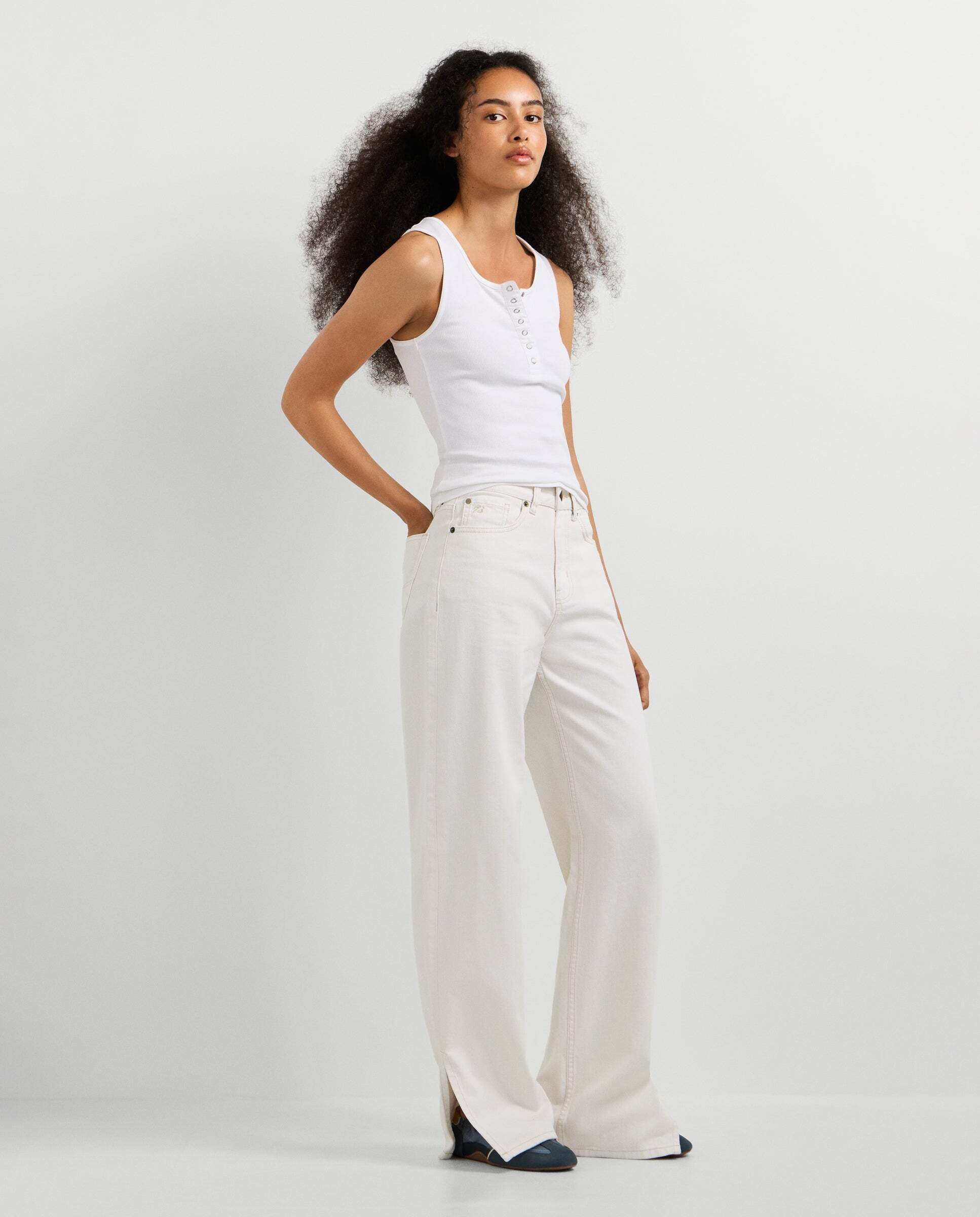 Vaquero de mujer fit recto y tiro alto - Pepe Jeans - eden - Blanco Blanco-7