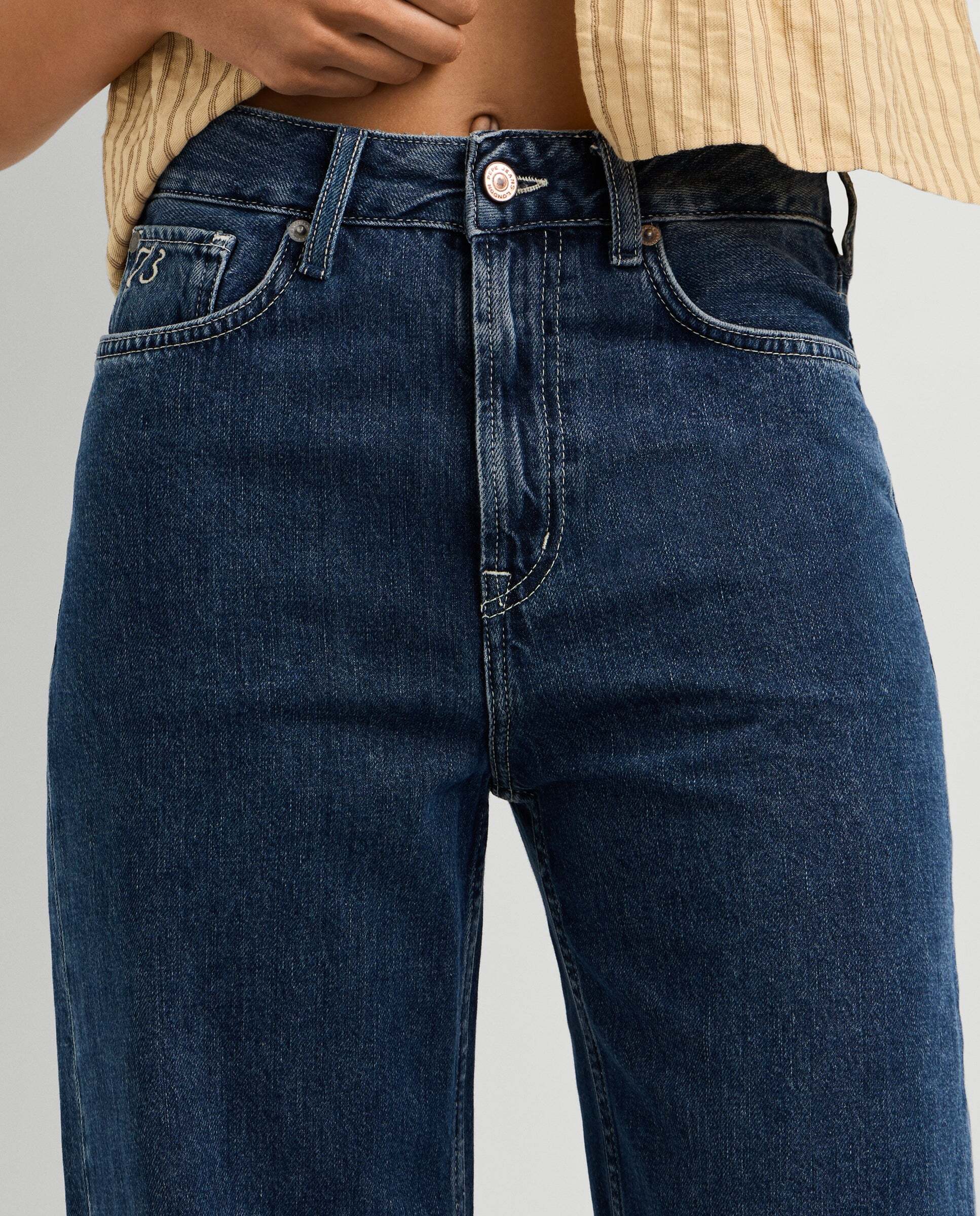 Vaquero de mujer fit recto y tiro alto - Pepe Jeans - eden - Azul Azul-5