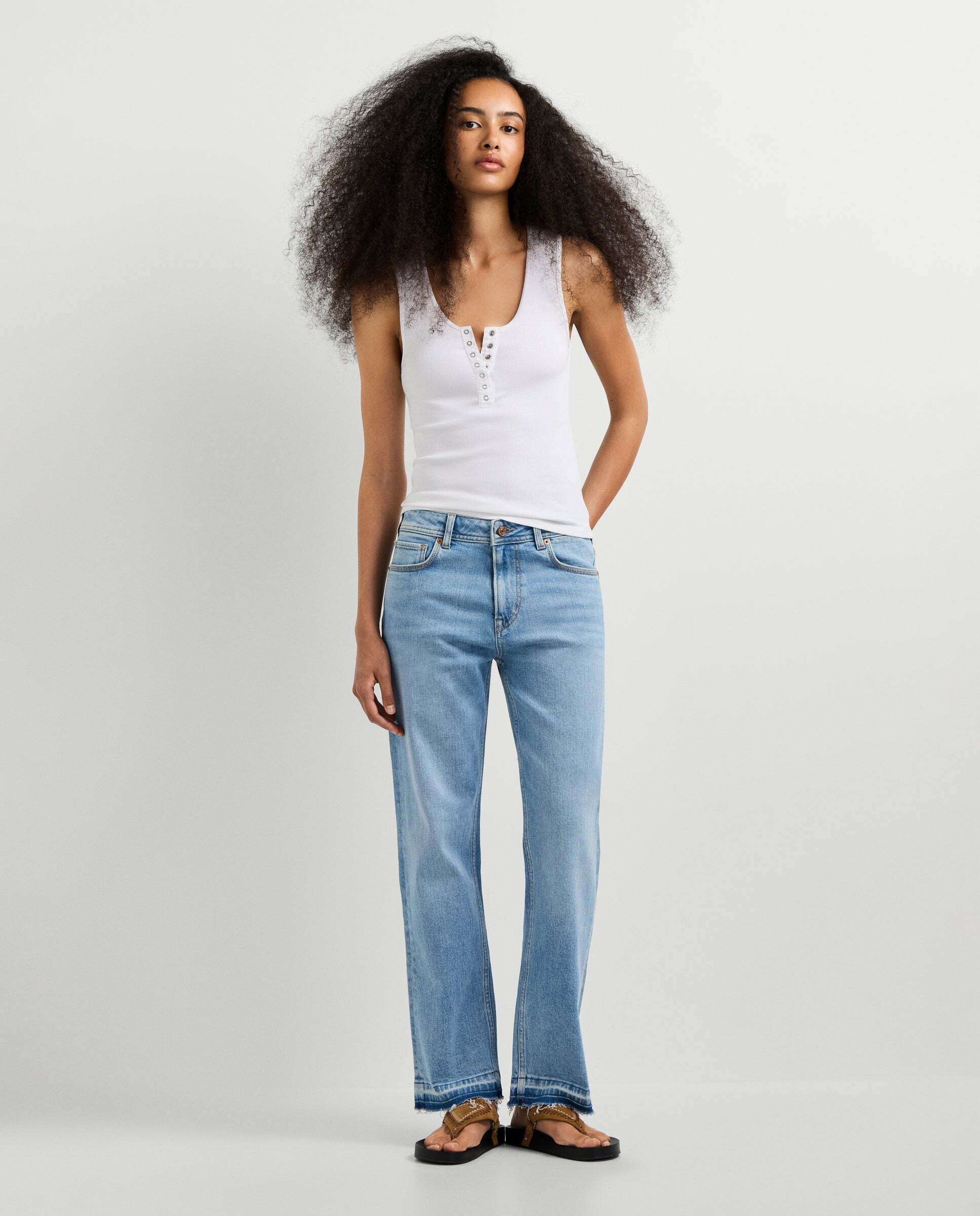 Vaquero de mujer fit recto tiro medio - Pepe Jeans - Azul Azul-1