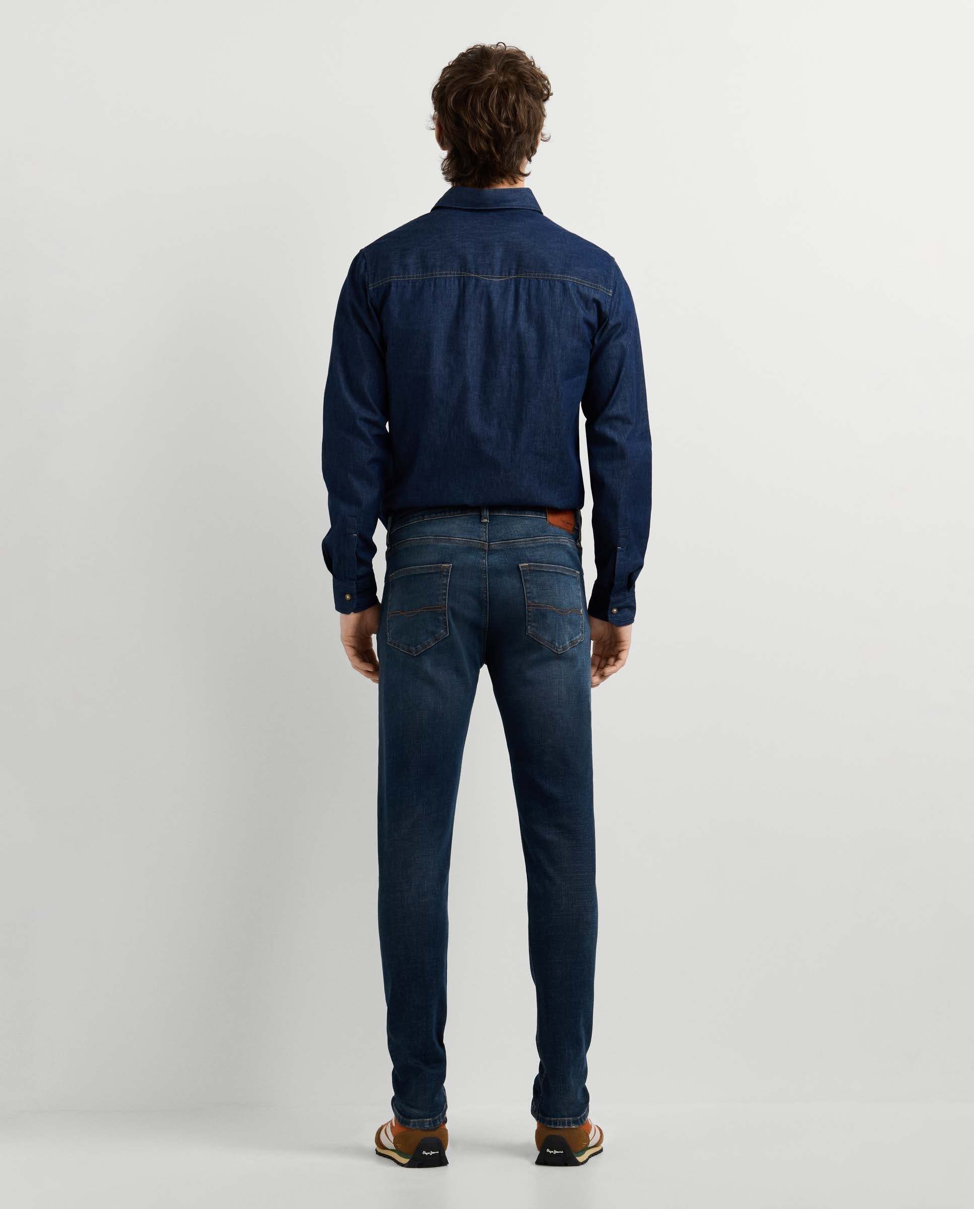 Imagen 3 de Vaquero de hombre fit skinny tiro regular - Pepe Jeans - Azul oscuro Azul oscuro