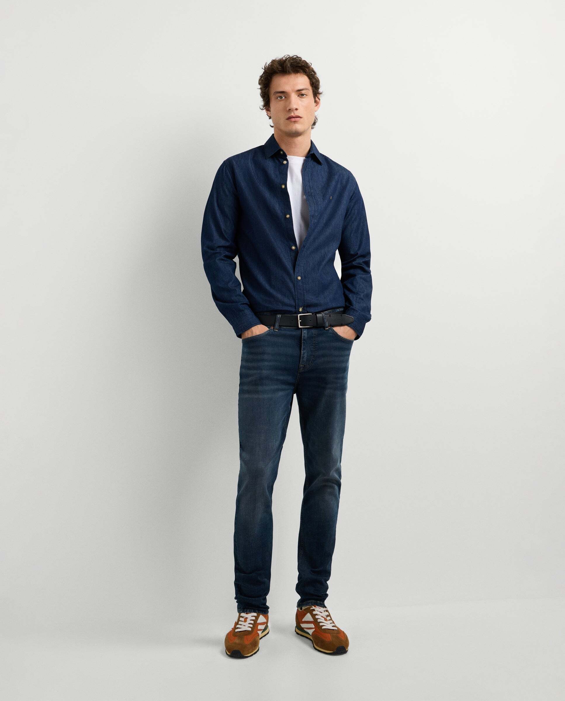 Imagen 7 de Vaquero de hombre fit skinny tiro regular - Pepe Jeans - Azul oscuro Azul oscuro