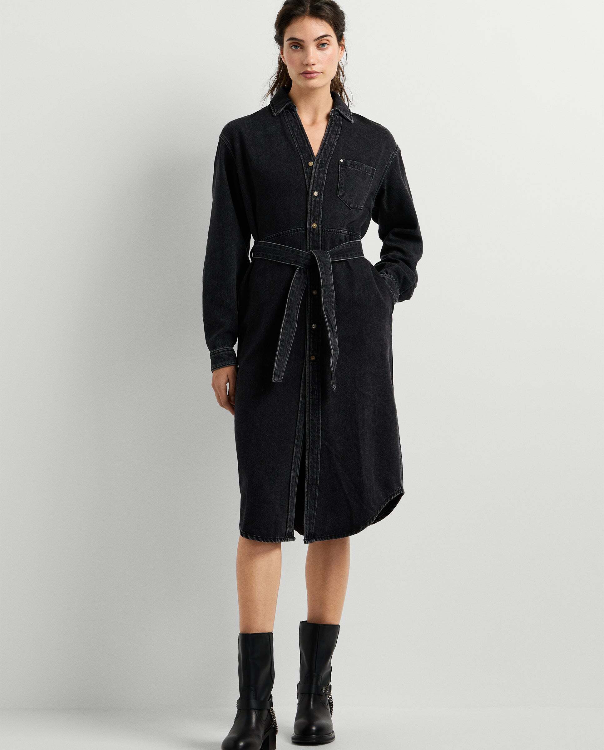 Vestido corto de mujer denim fit regular - Pepe Jeans - Negro Negro-1
