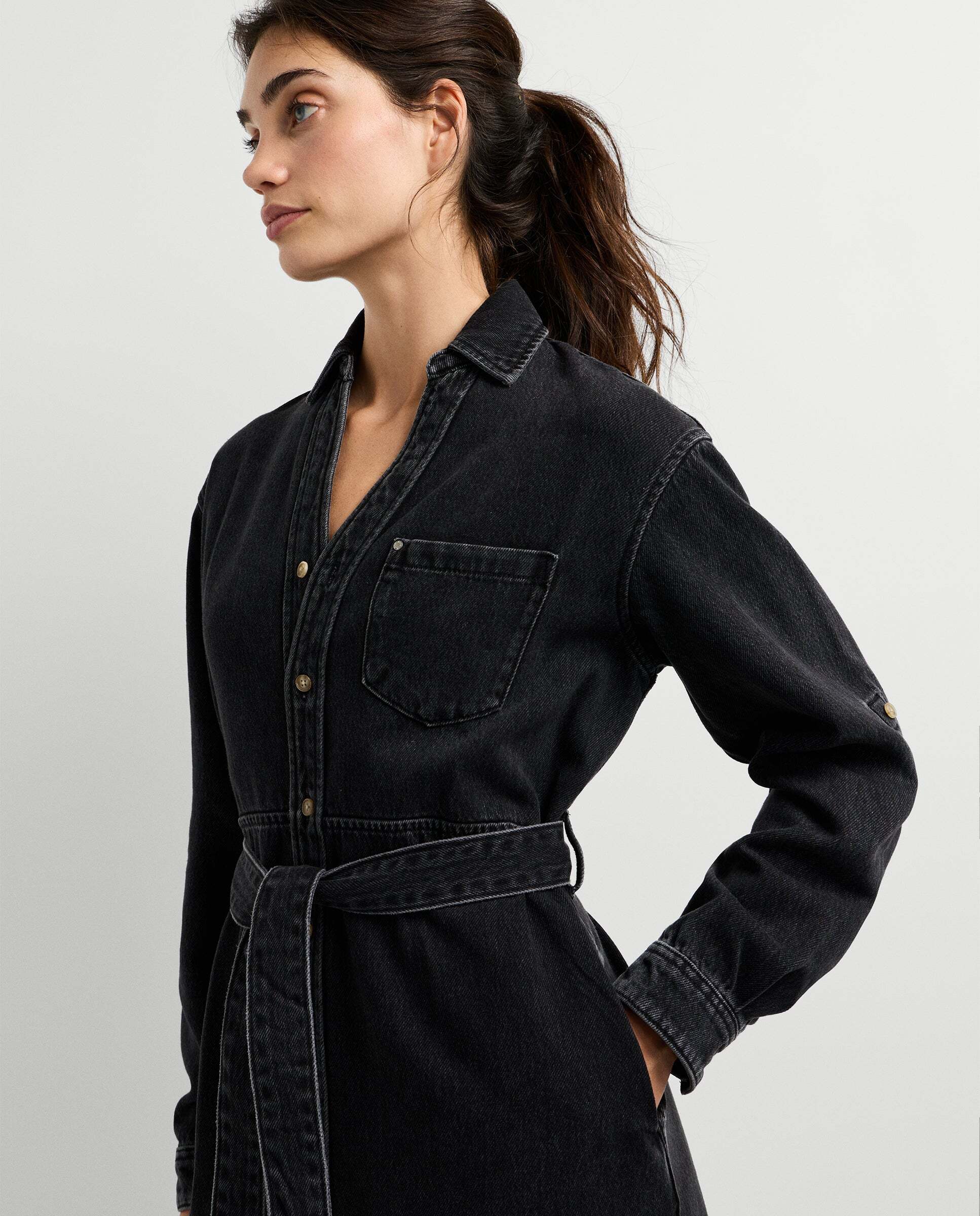 Vestido corto de mujer denim fit regular - Pepe Jeans - Negro Negro-4