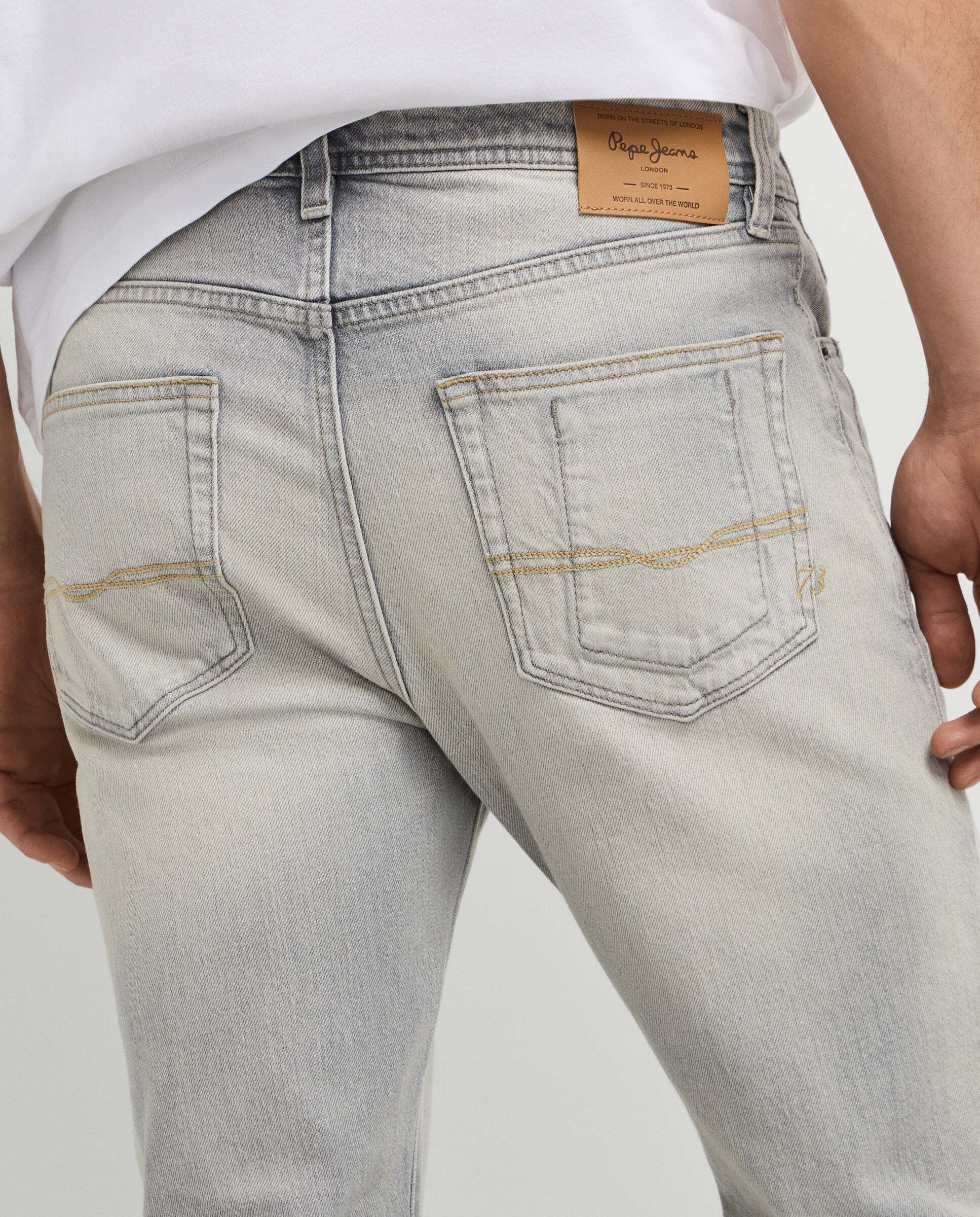 Vaquero de hombre fit slim tiro regular - Pepe Jeans - Gris claro Gris claro-5