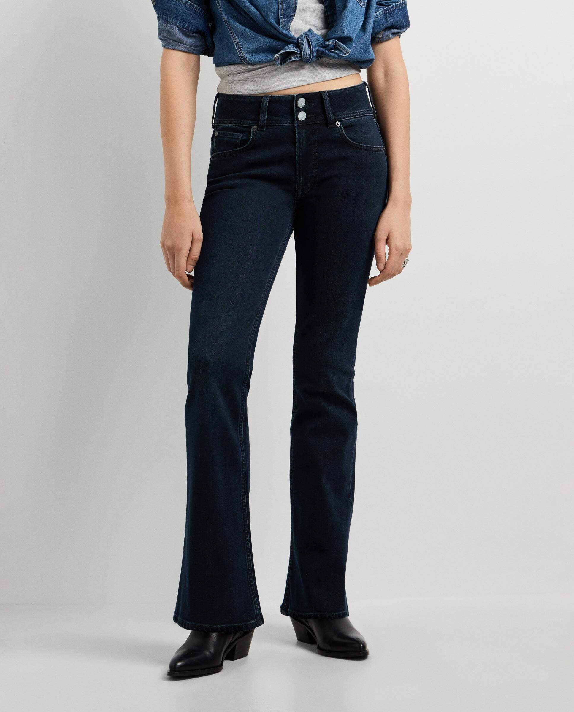 Vaquero de mujer fit flare tiro medio - Pepe Jeans - Negro Negro-2