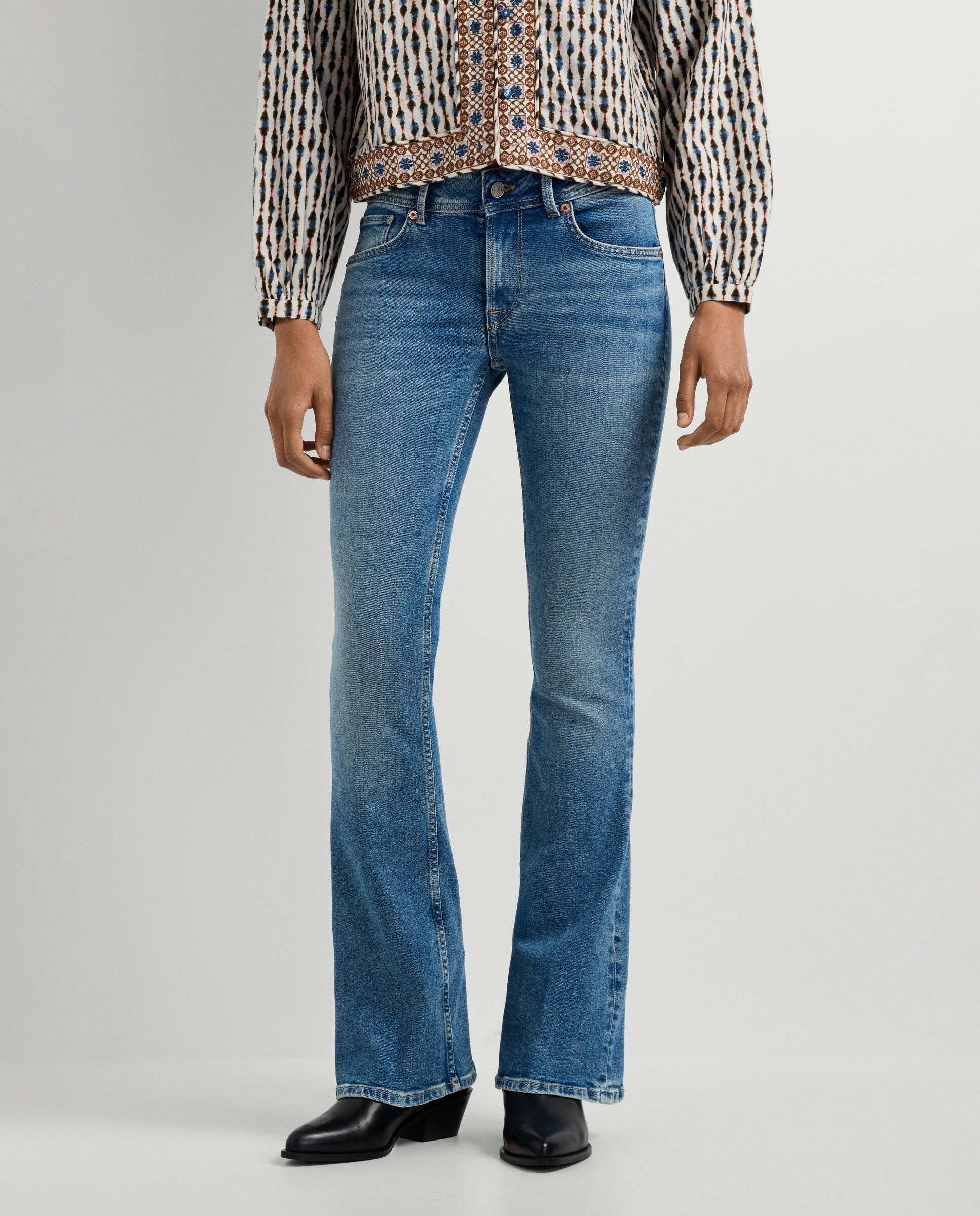 Vaquero de mujer fit flare tiro bajo - Pepe Jeans - Azul Azul-2