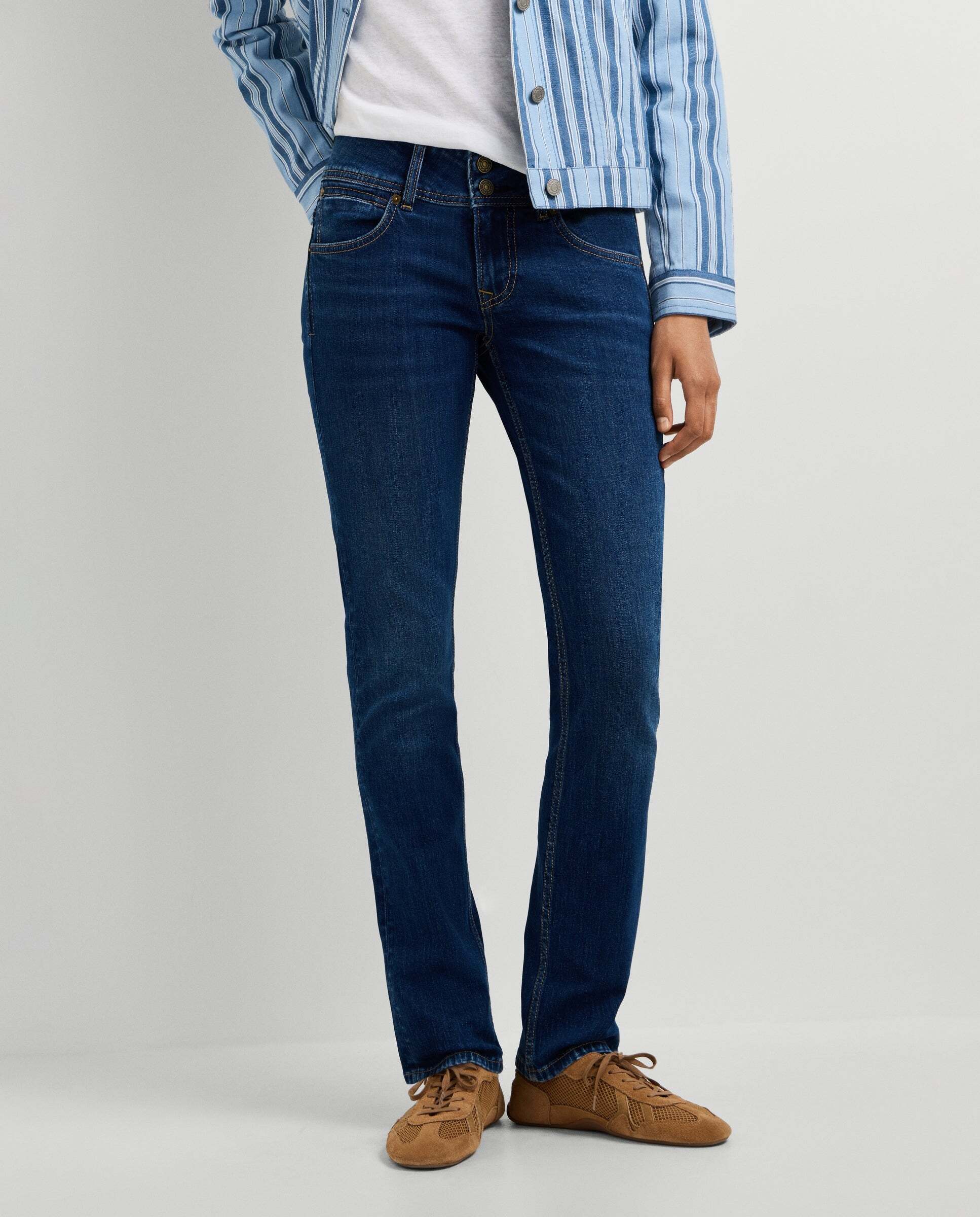 Vaquero de mujer fit slim tiro bajo - Pepe Jeans - Azul Azul-2