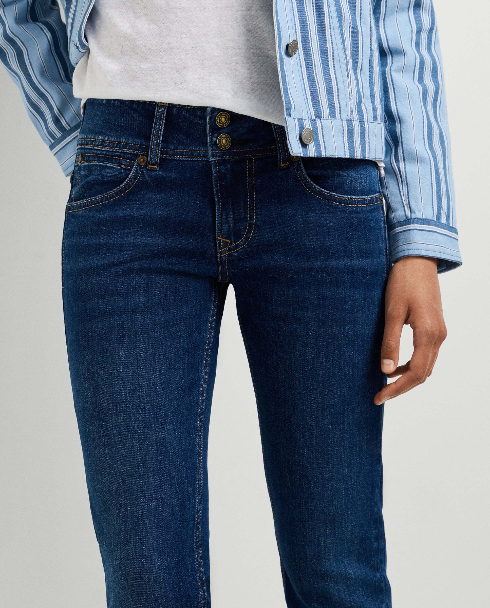 Vaquero de mujer fit slim tiro bajo - Pepe Jeans - Azul Azul-5