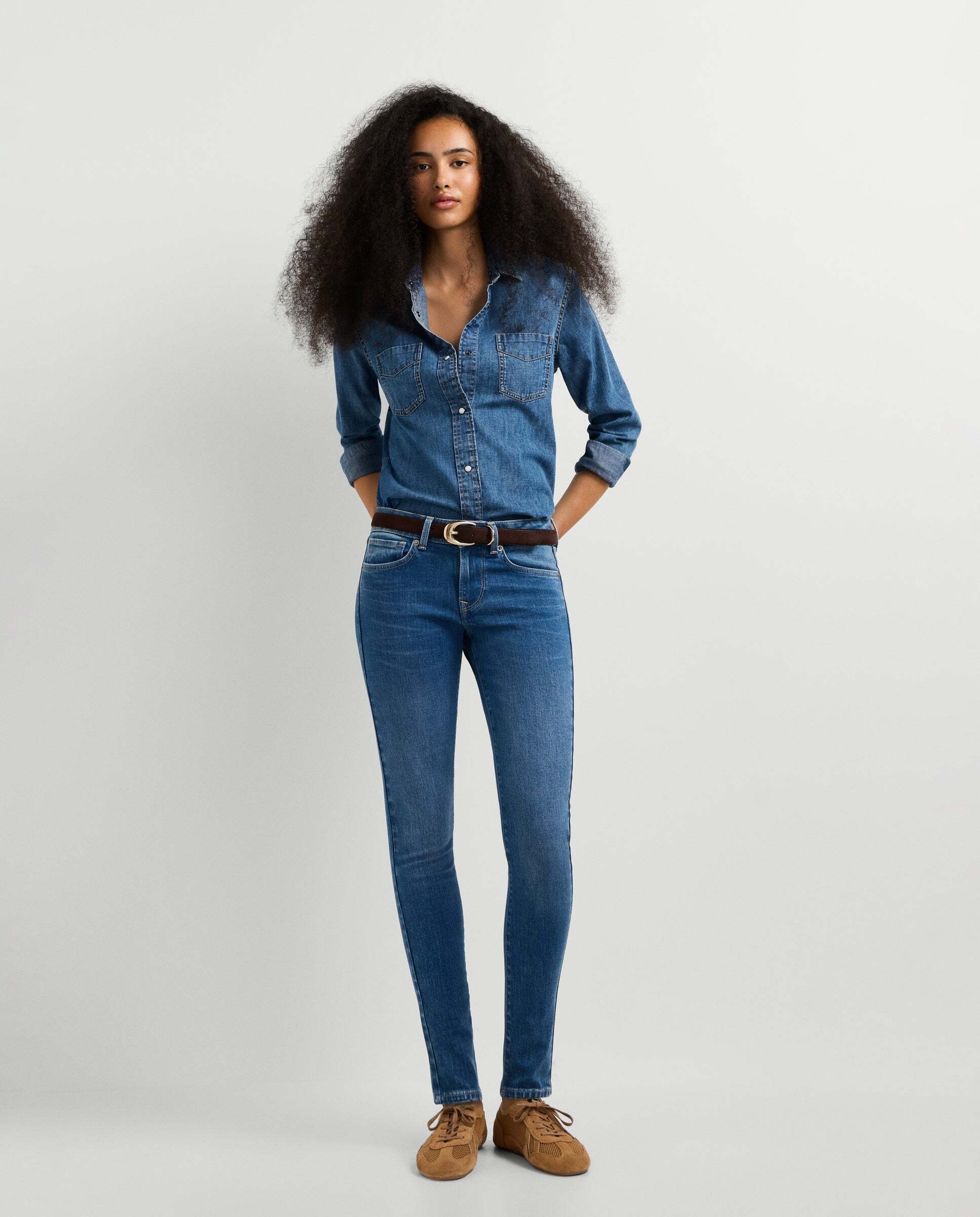 Vaquero de mujer fit skinny tiro bajo - Pepe Jeans - Azul Azul-1