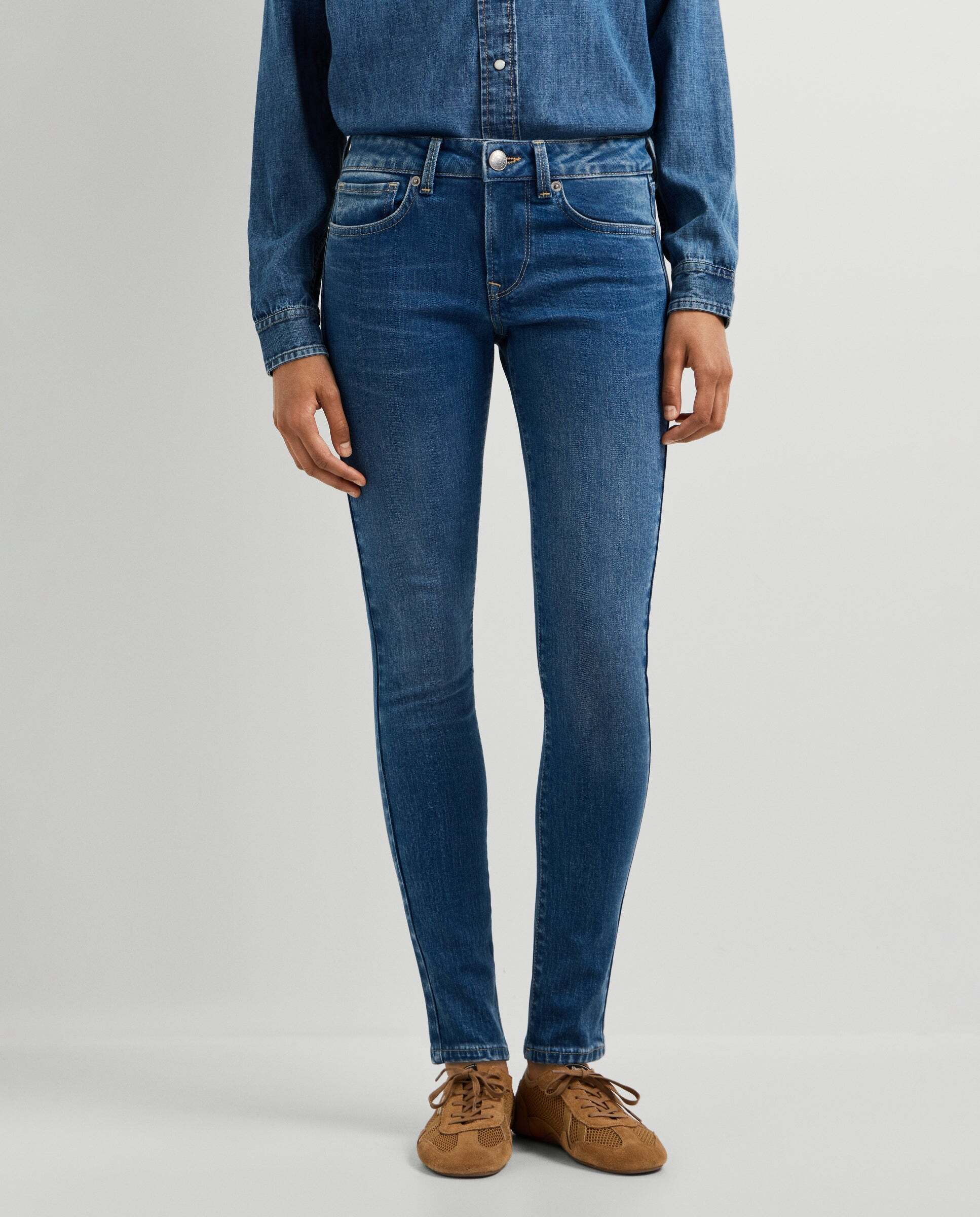 Vaquero de mujer fit skinny tiro bajo - Pepe Jeans - Azul Azul-2