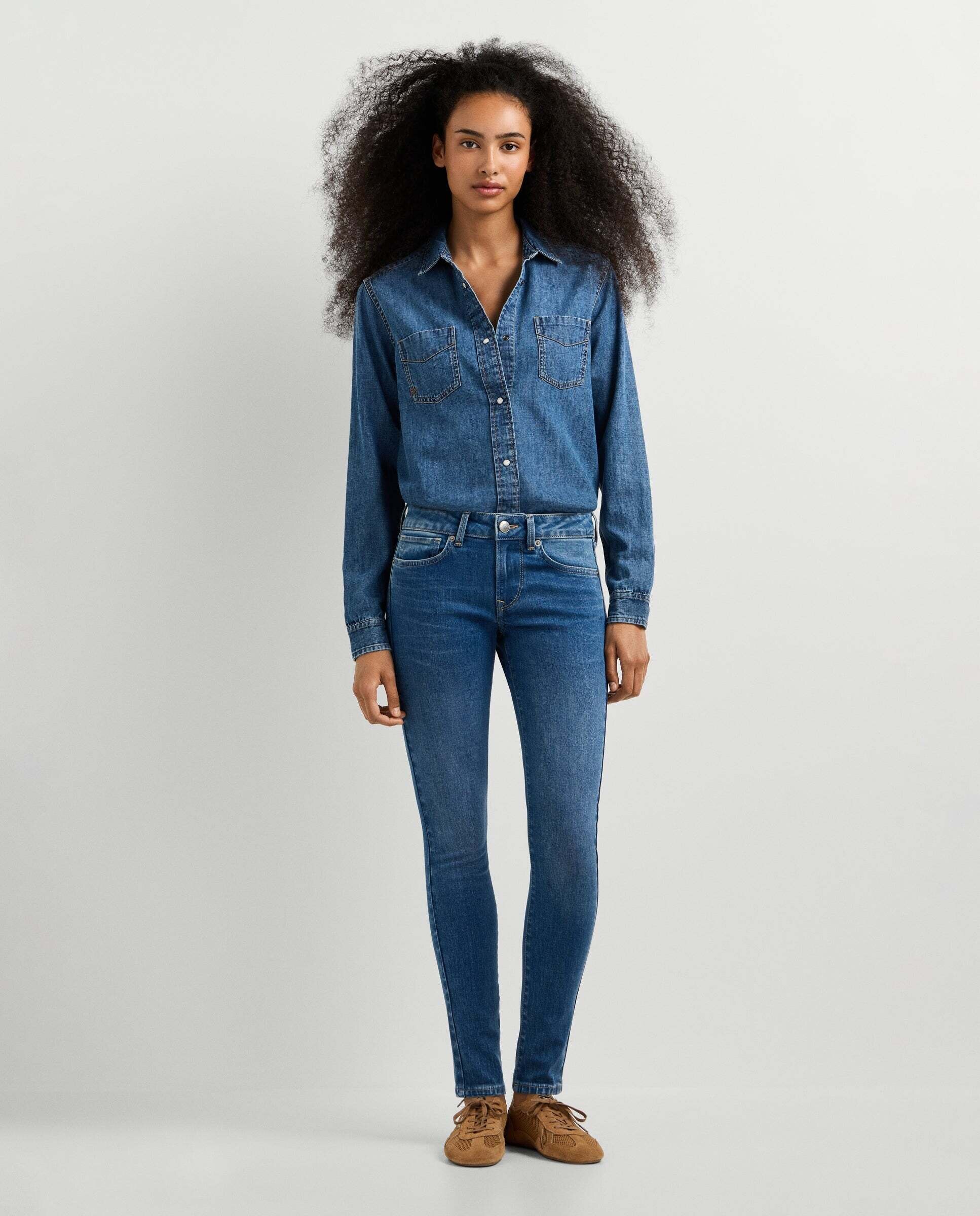 Vaquero de mujer fit skinny tiro bajo - Pepe Jeans - Azul Azul-3