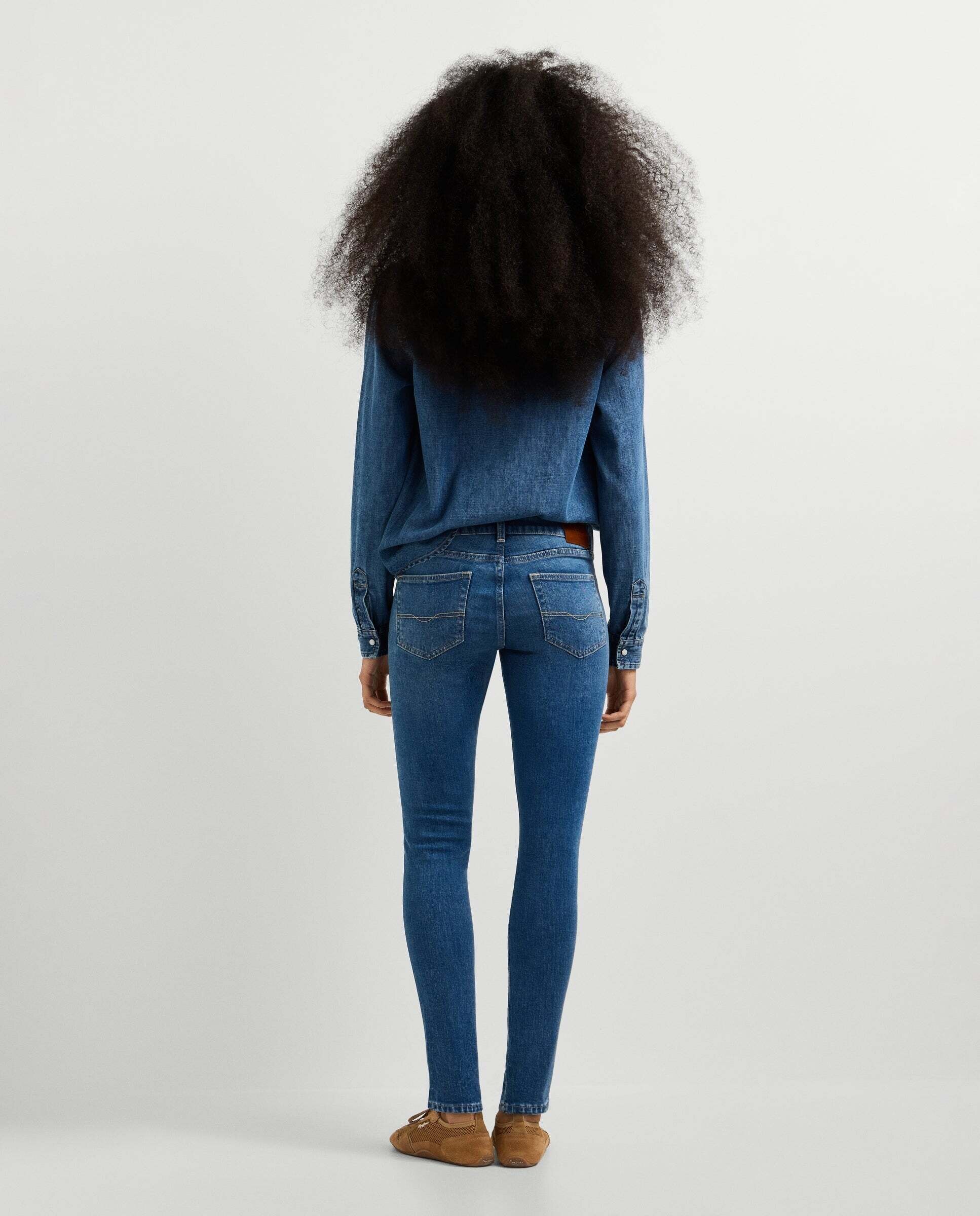 Vaquero de mujer fit skinny tiro bajo - Pepe Jeans - Azul Azul-4