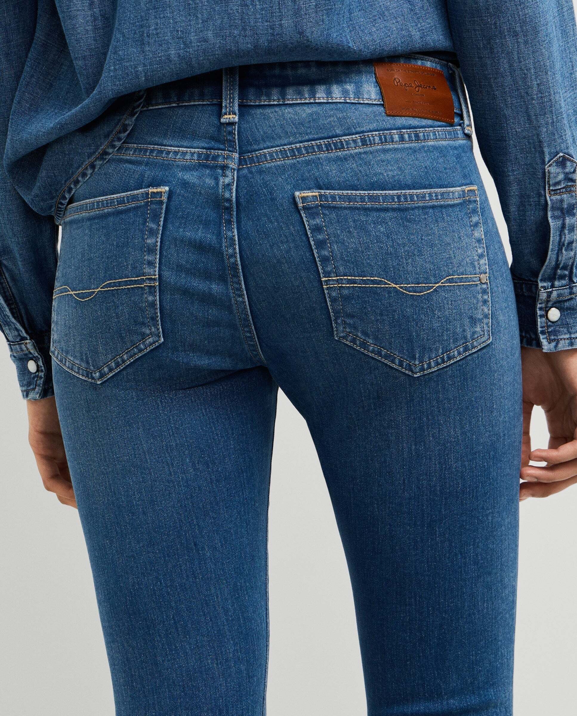 Vaquero de mujer fit skinny tiro bajo - Pepe Jeans - Azul Azul-6