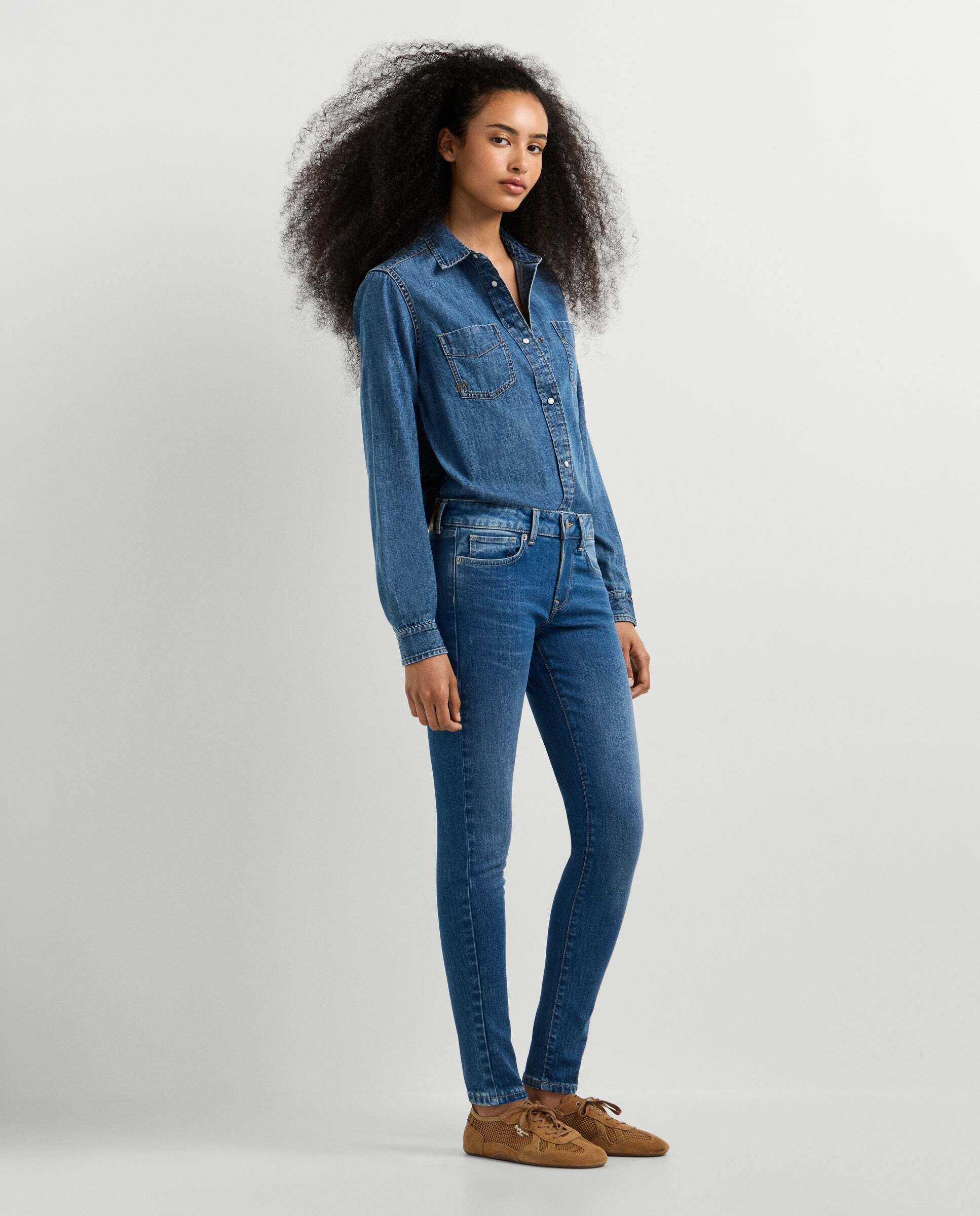 Vaquero de mujer fit skinny tiro bajo - Pepe Jeans - Azul Azul-7