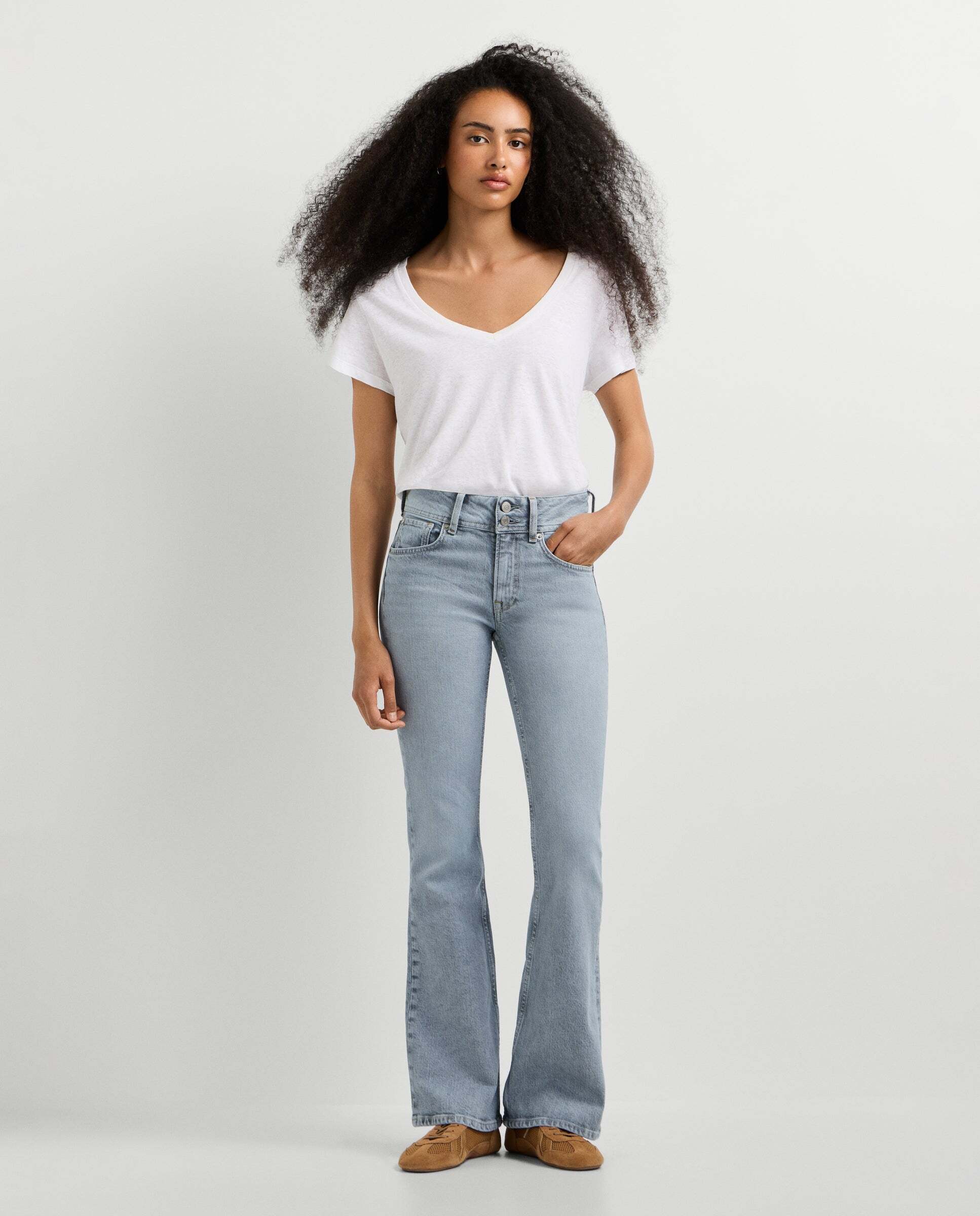 Vaquero de mujer fit flare tiro medio - Pepe Jeans - Gris Gris-1