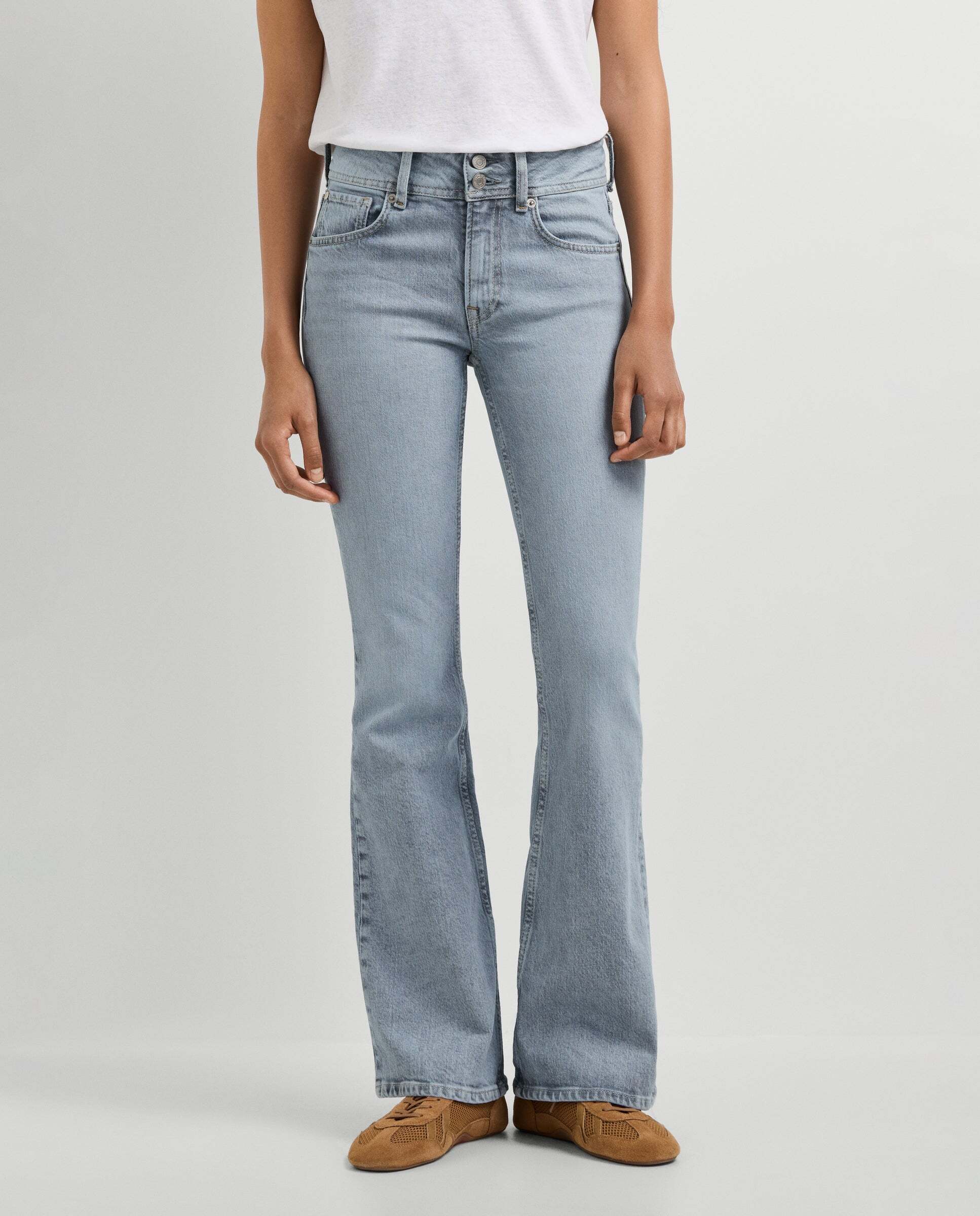Vaquero de mujer fit flare tiro medio - Pepe Jeans - Gris Gris-2