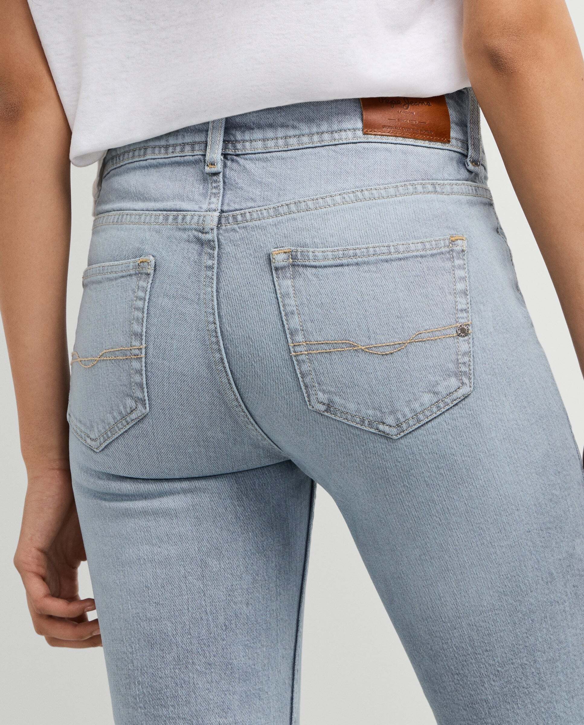 Vaquero de mujer fit flare tiro medio - Pepe Jeans - Gris Gris-6
