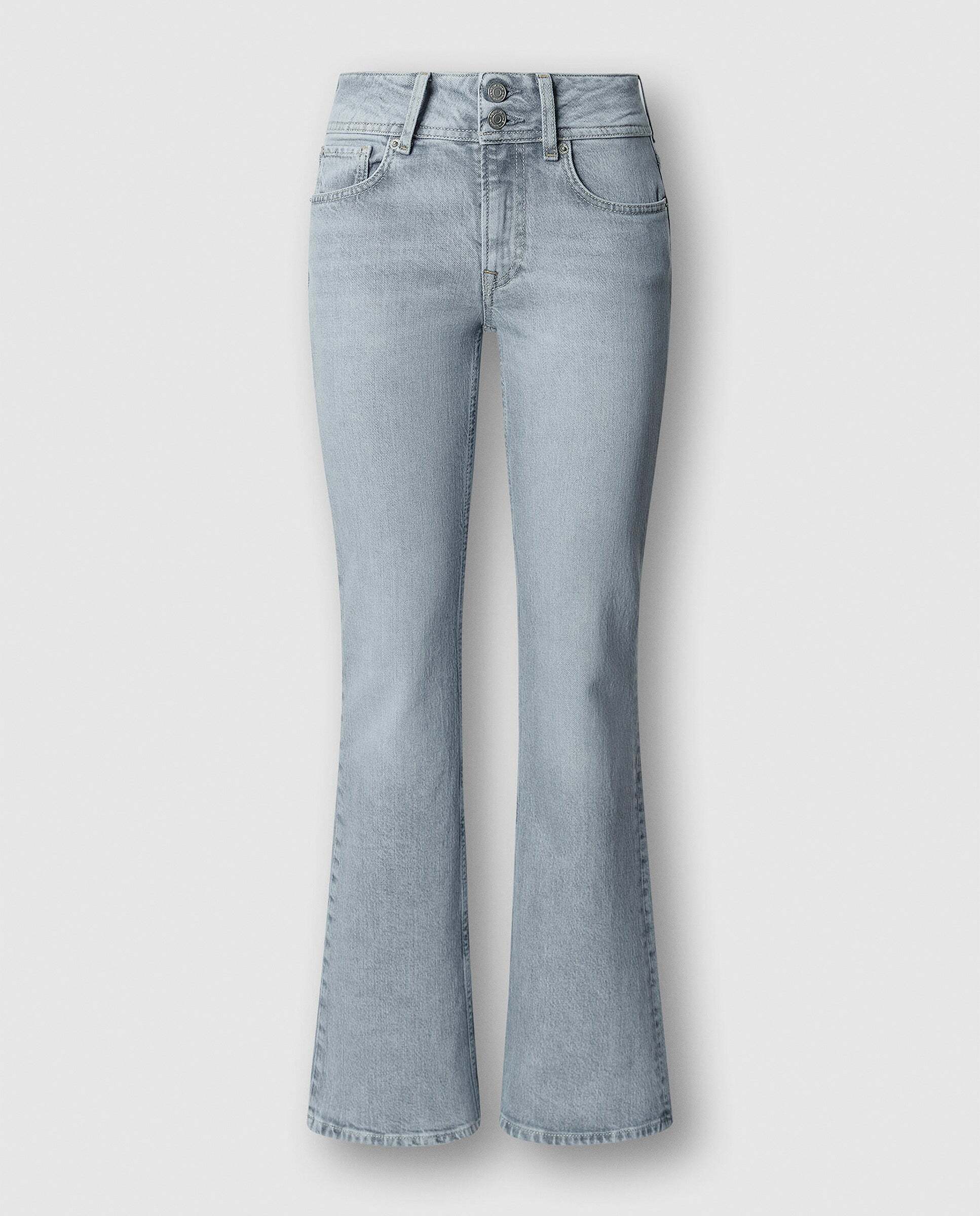 Vaquero de mujer fit flare tiro medio - Pepe Jeans - Gris Gris-9