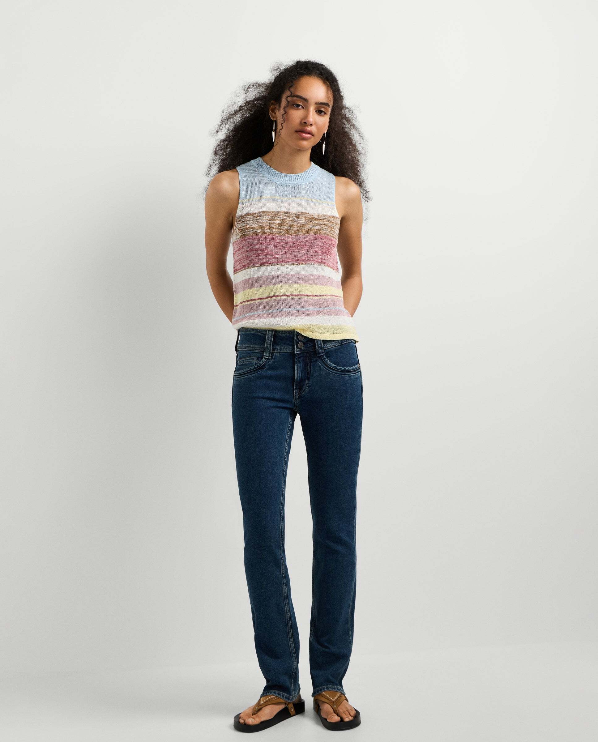 Vaquero de mujer fit slim tiro medio - Pepe Jeans - Negro Negro-1