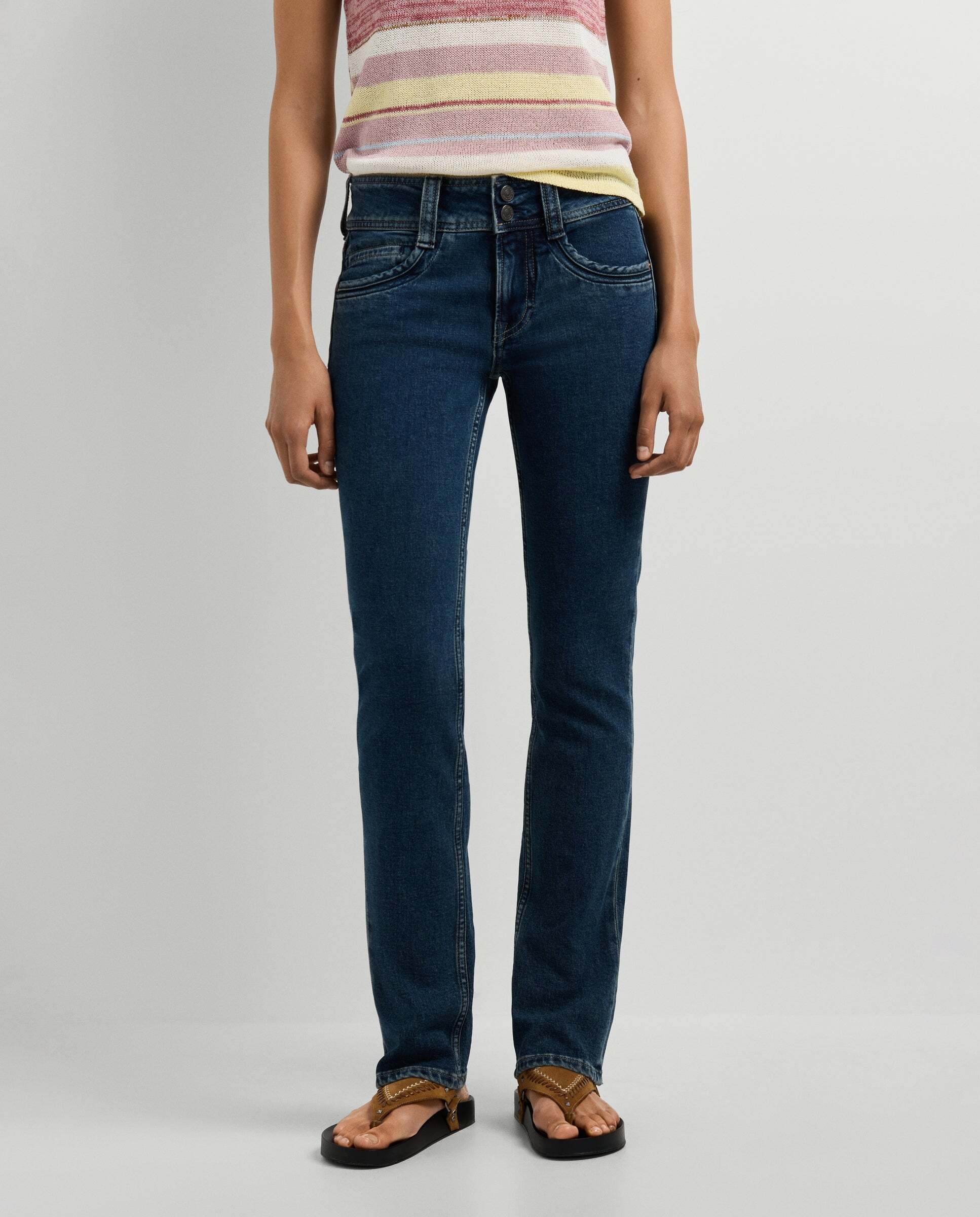 Vaquero de mujer fit slim tiro medio - Pepe Jeans - Negro Negro-2