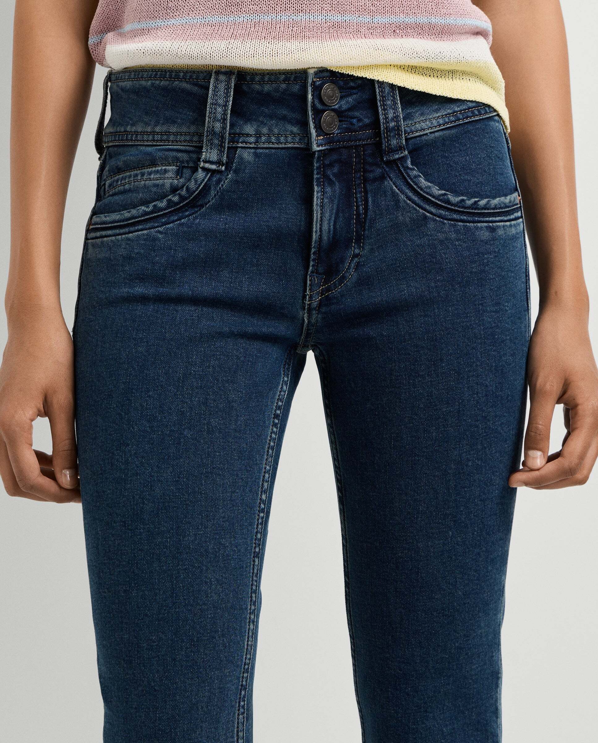 Vaquero de mujer fit slim tiro medio - Pepe Jeans - Negro Negro-5