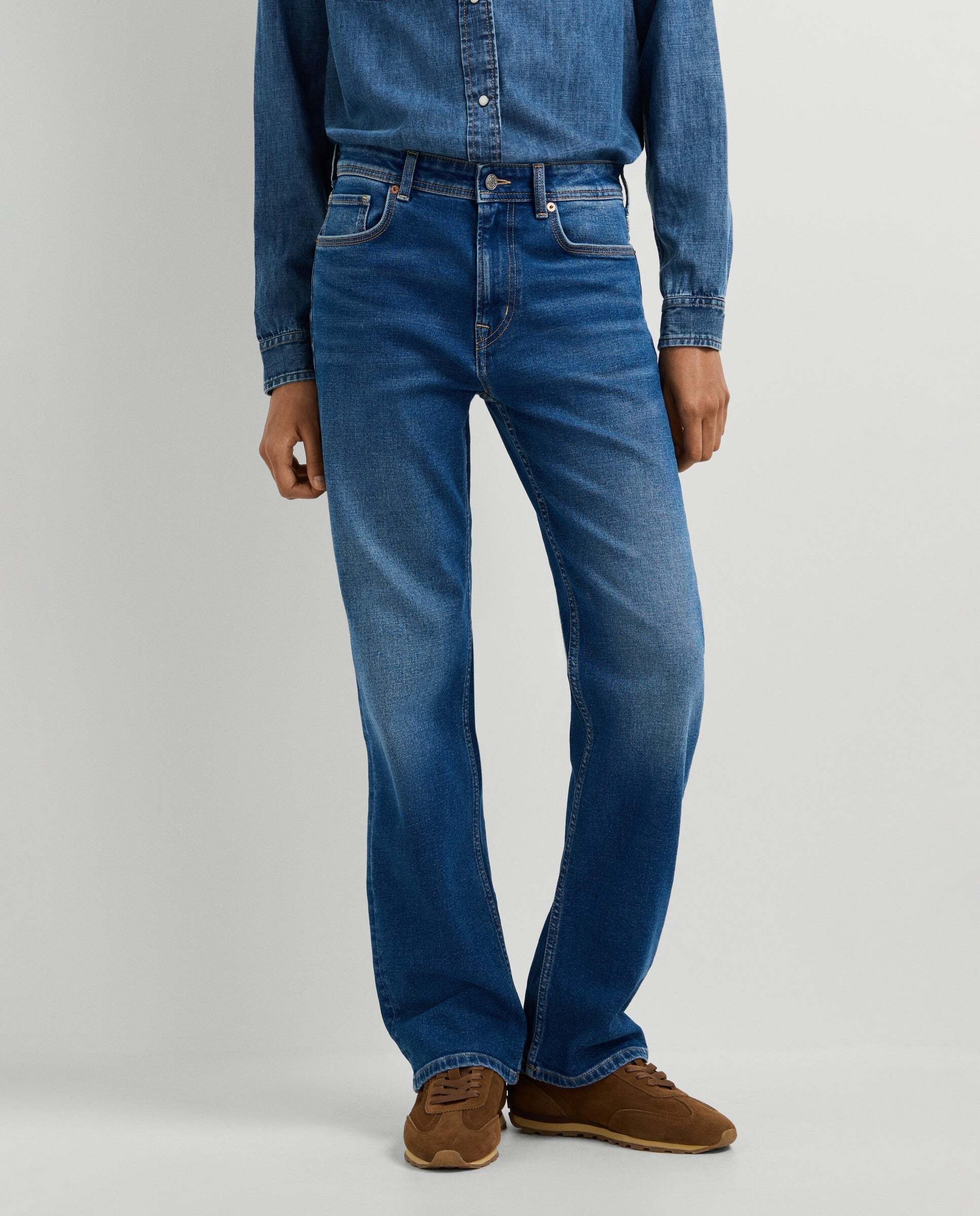 Vaquero de mujer fit recto tiro medio - Pepe Jeans - Gris claro Azul-2