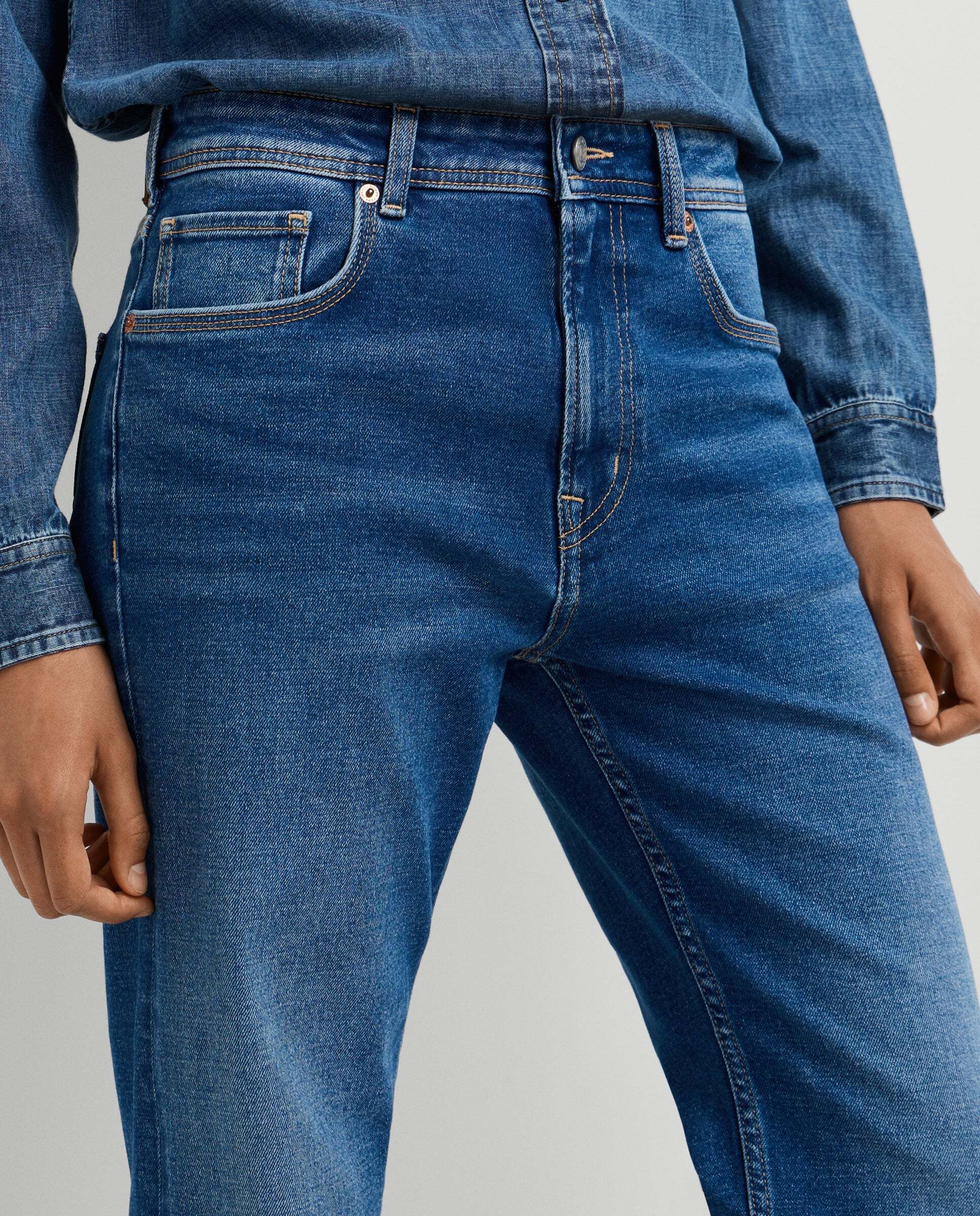 Vaquero de mujer fit recto tiro medio - Pepe Jeans - Gris claro Azul-5