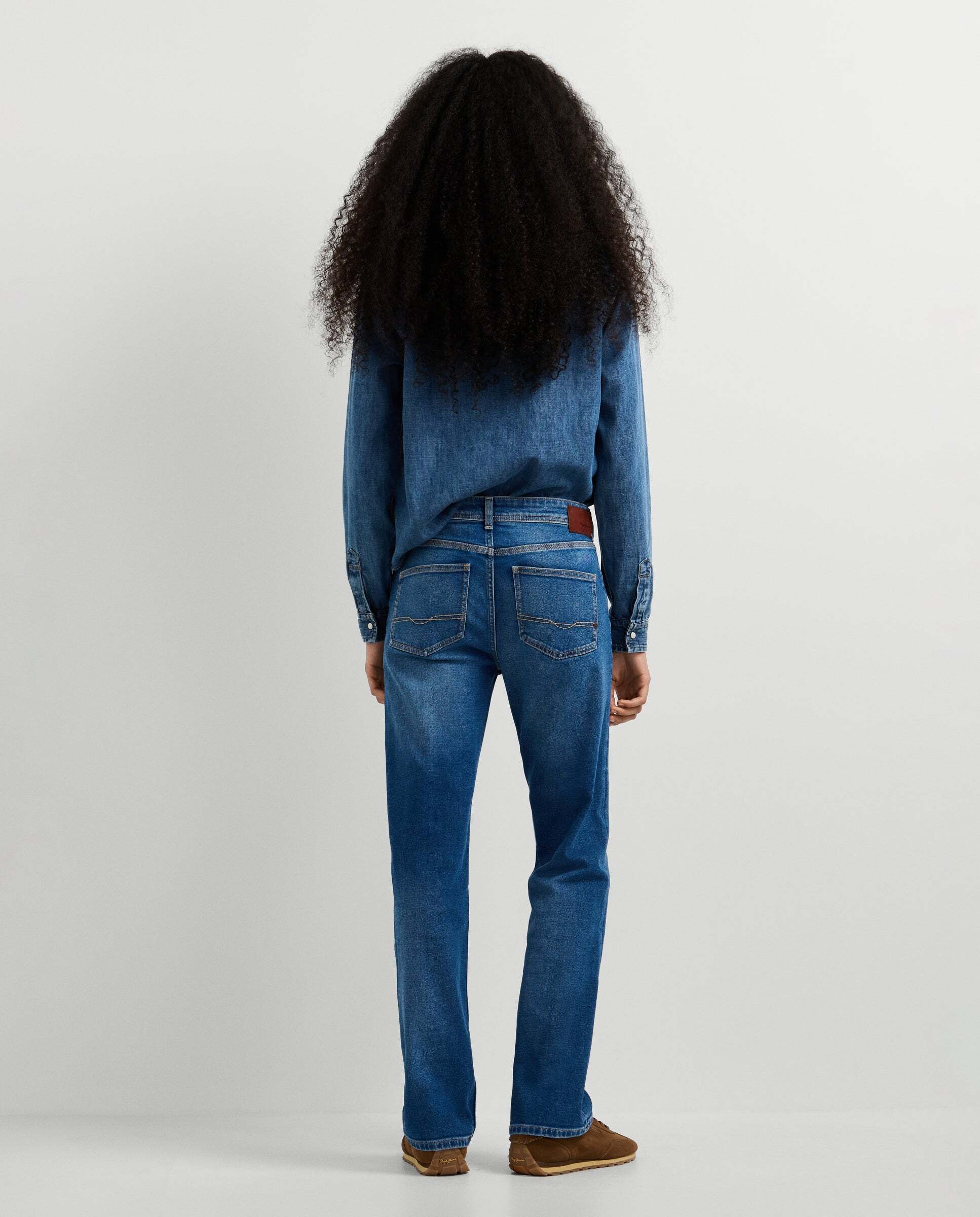 Vaquero de mujer fit recto tiro medio - Pepe Jeans - Gris claro Azul-7