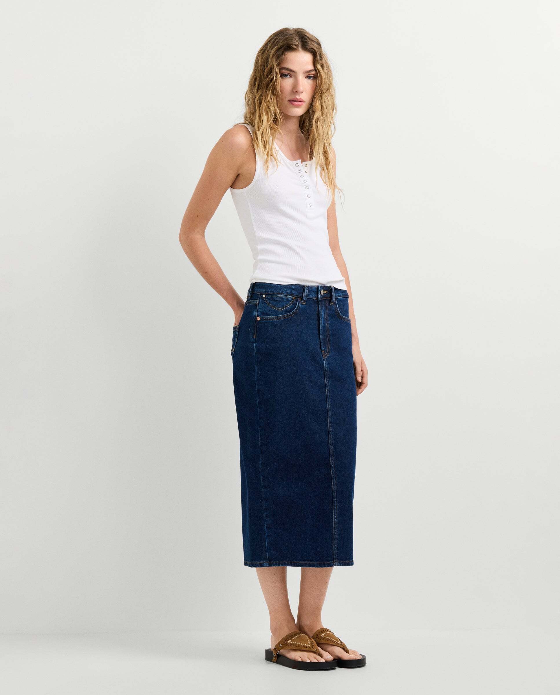 Falda midi de mujer detalles bordados - Pepe Jeans - Rosa Rosa-6