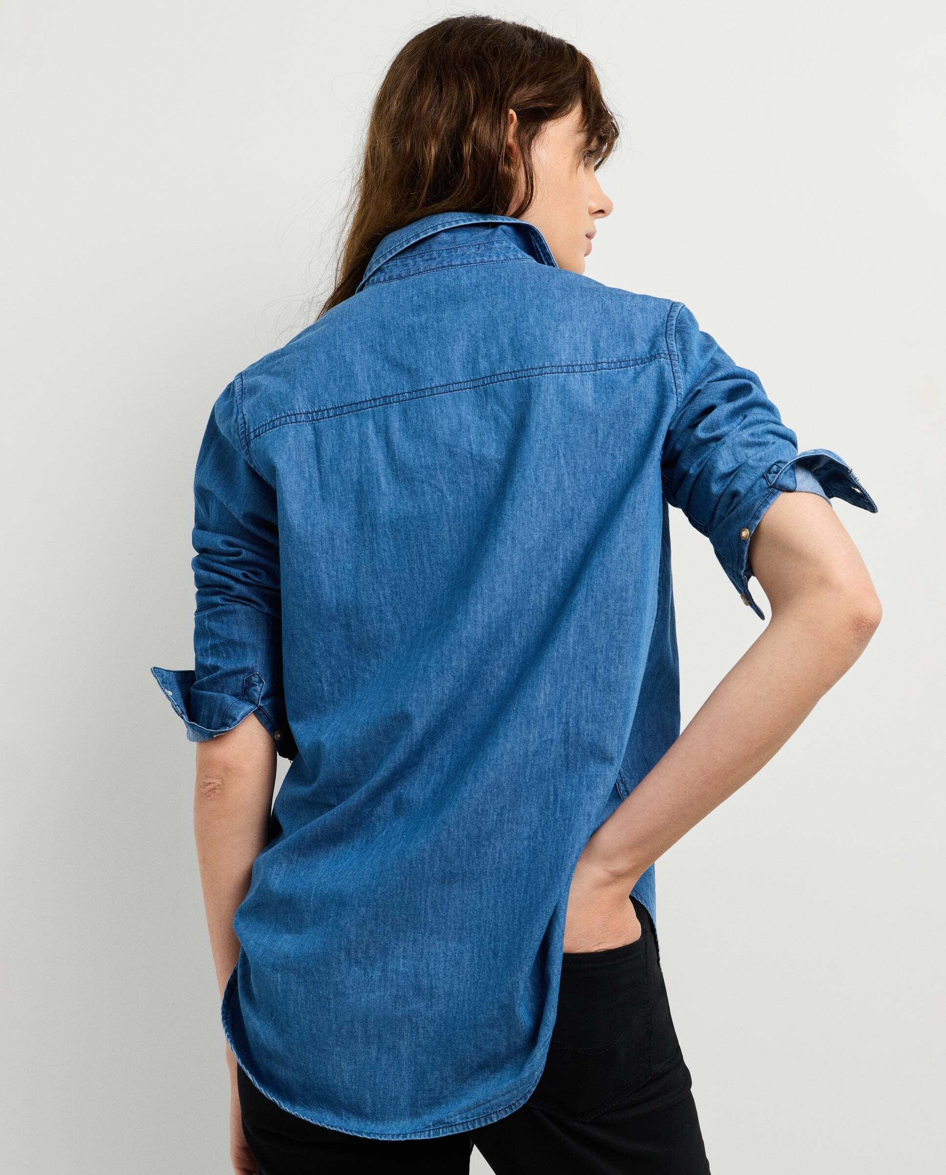 Camisa de mujer denim fit regular - Pepe Jeans - Azul denim Azul denim-3