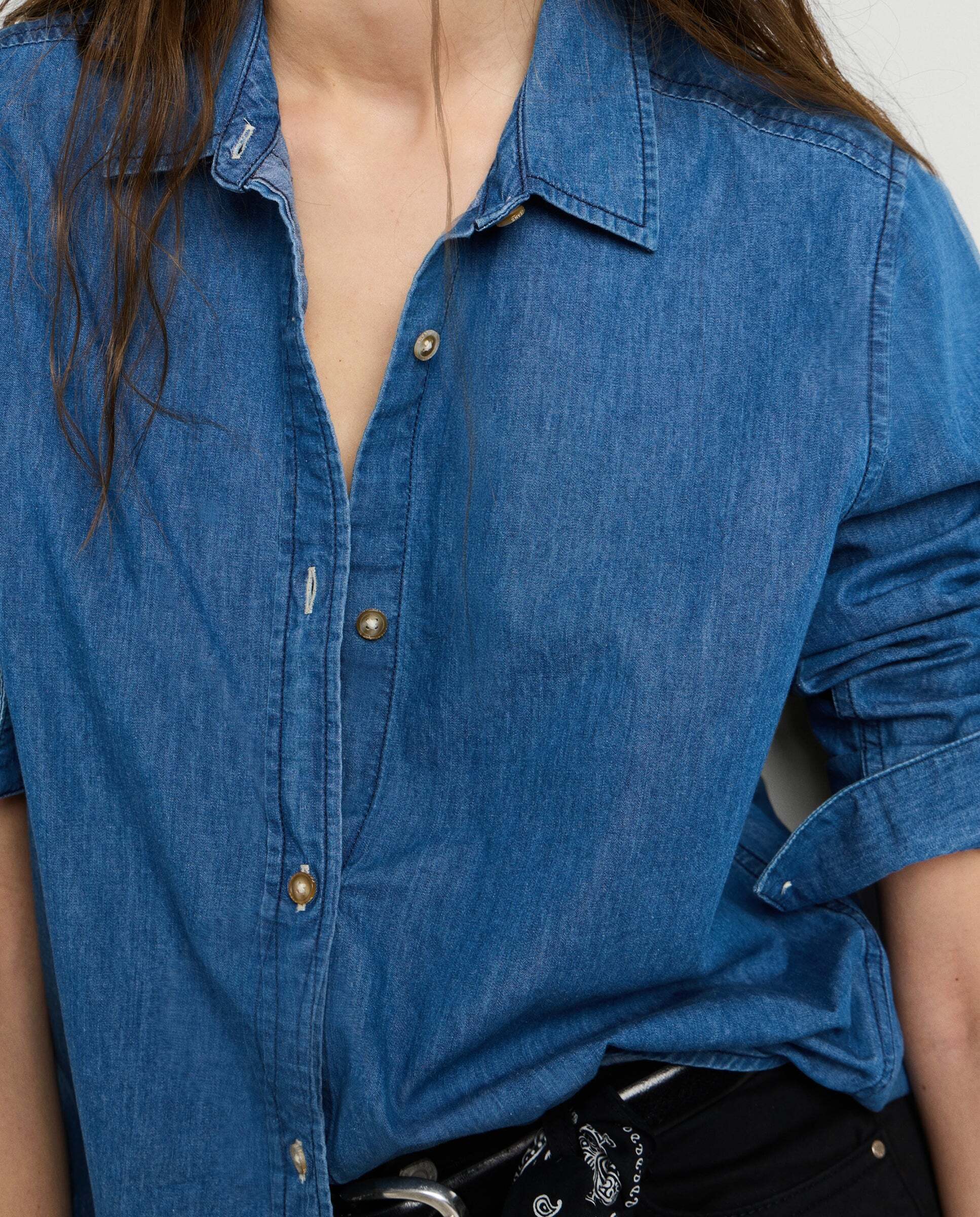 Camisa de mujer denim fit regular - Pepe Jeans - Azul denim Azul denim-4