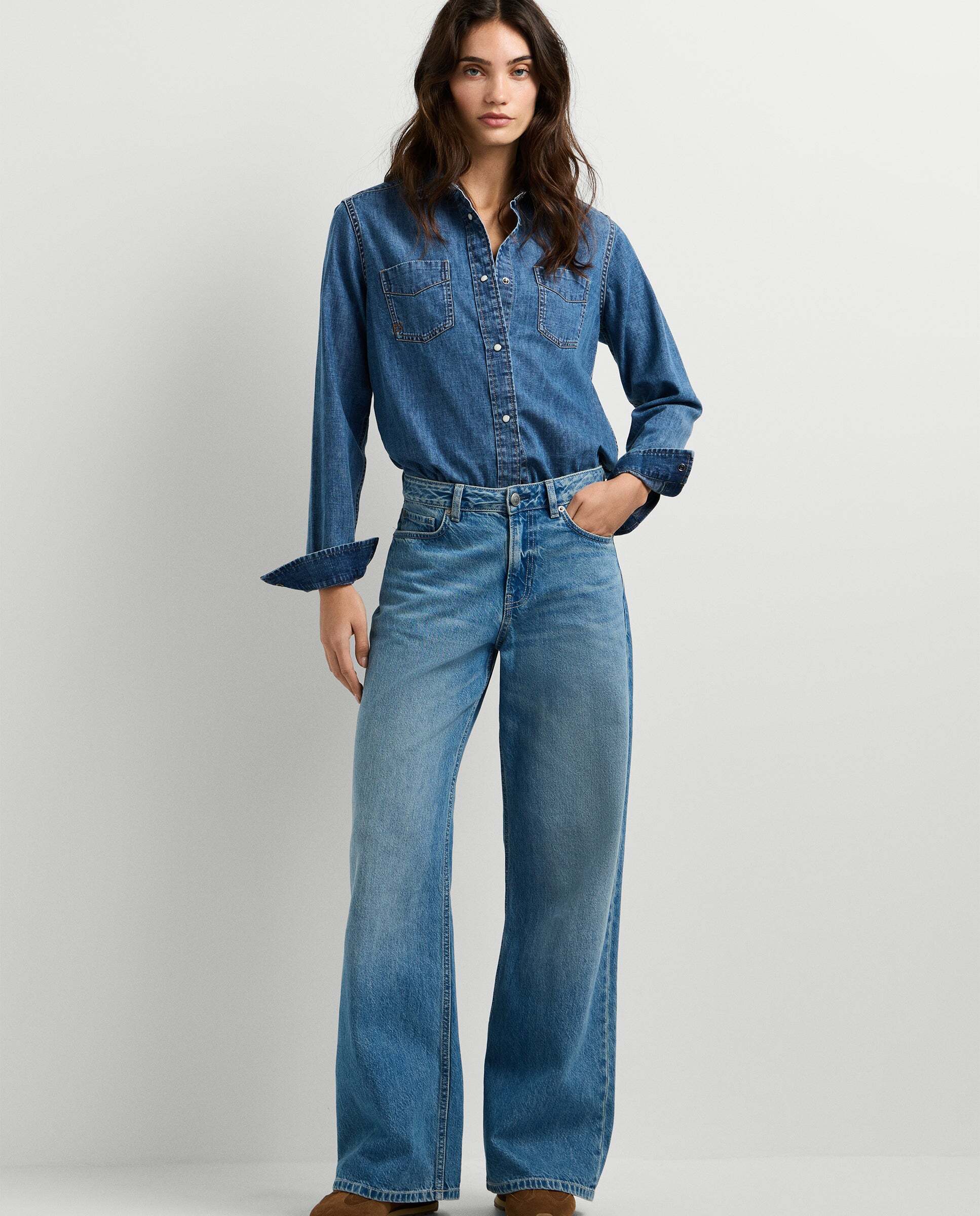 Pepe Jeans - Vaquero de mujer fit wide y tiro medio - lina.