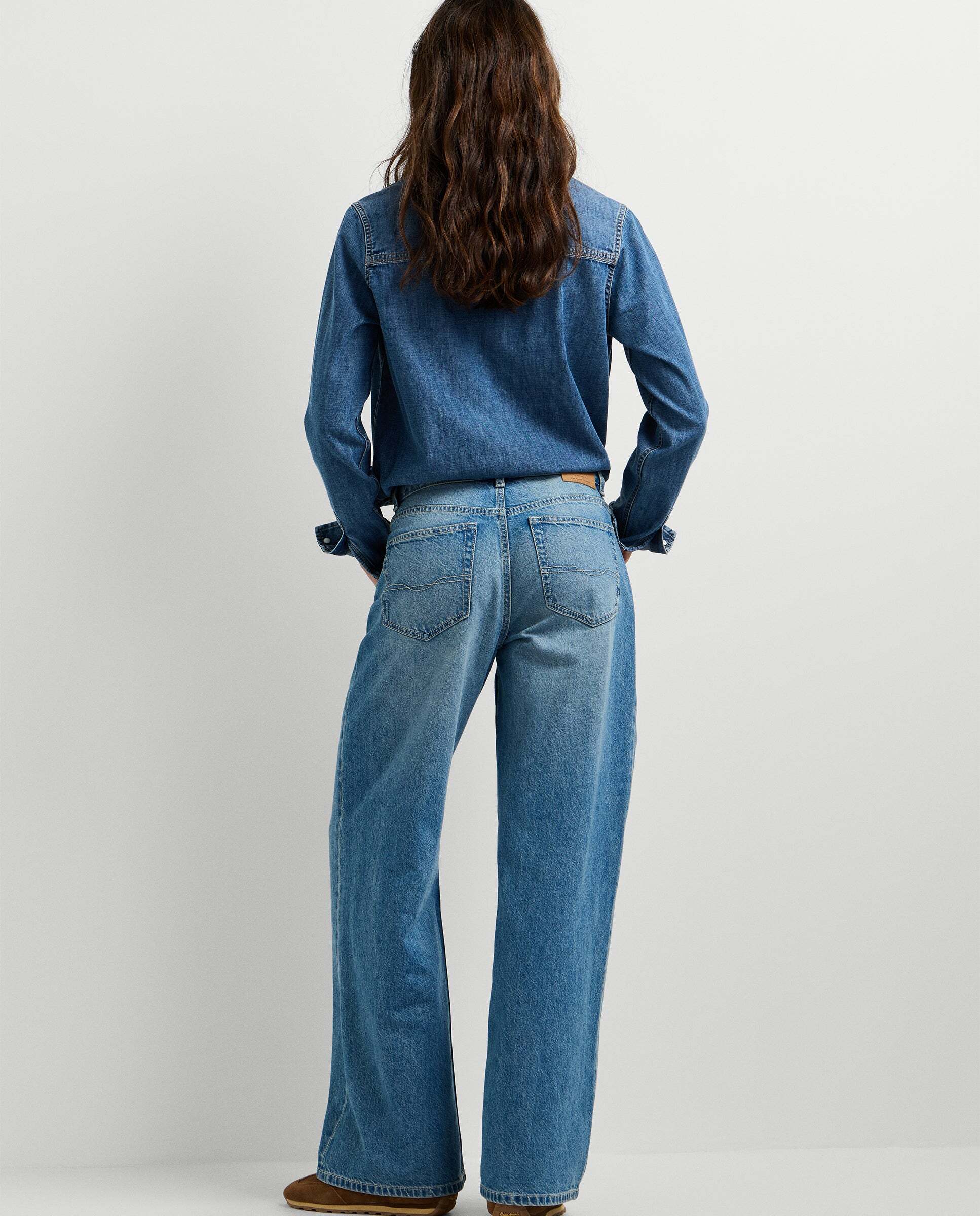 Vaquero de mujer fit wide tiro medio - Pepe Jeans - Azul Azul-3