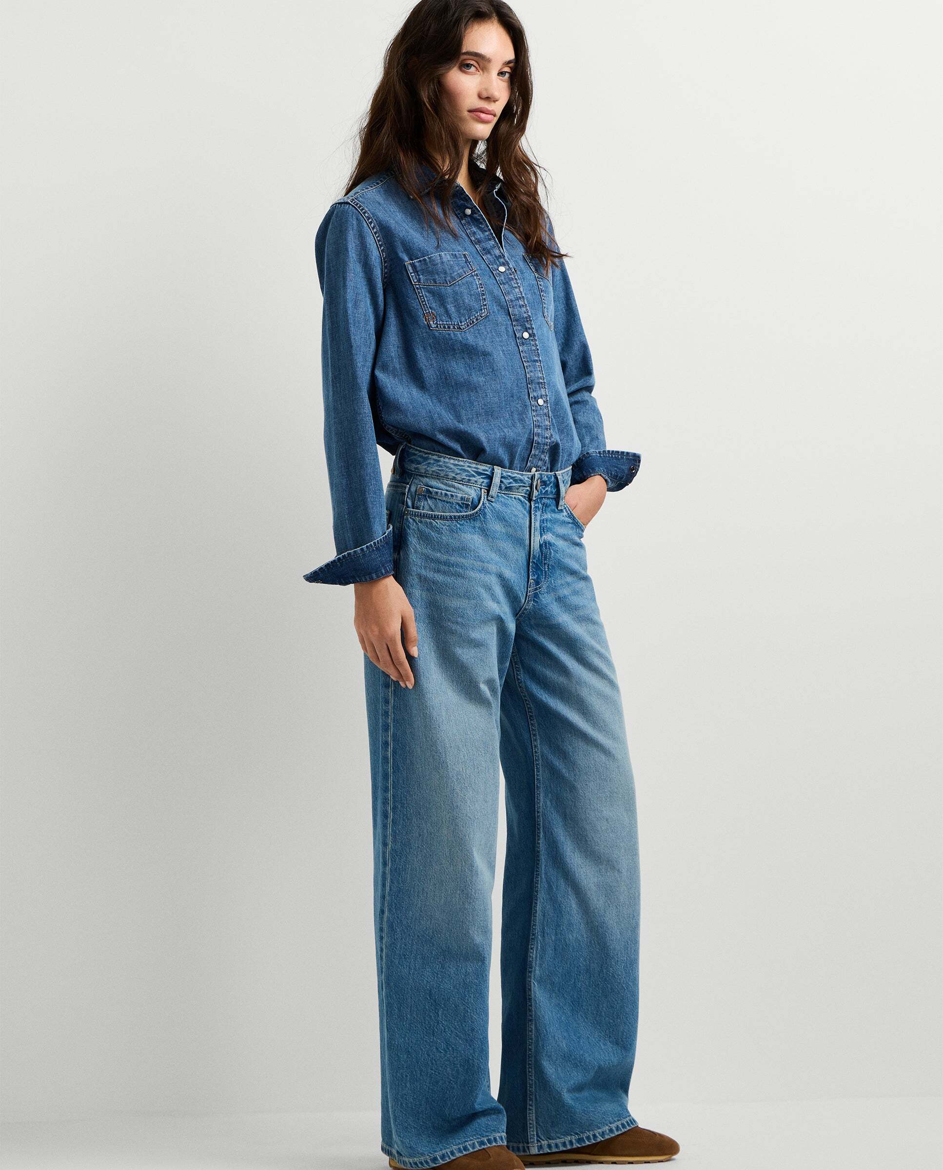 Vaquero de mujer fit wide tiro medio - Pepe Jeans - Azul Azul-6