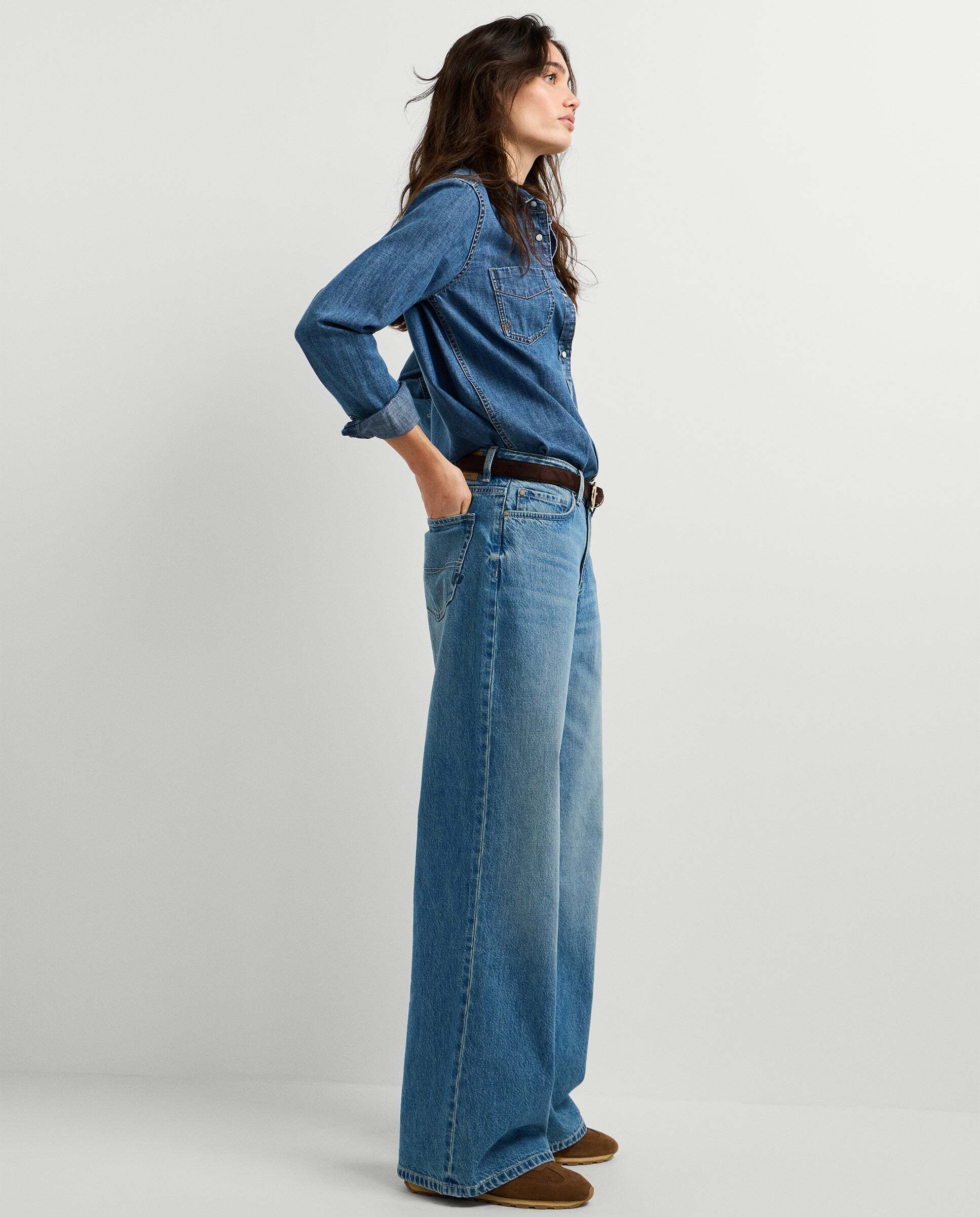 Vaquero de mujer fit wide tiro medio - Pepe Jeans - Azul Azul-7