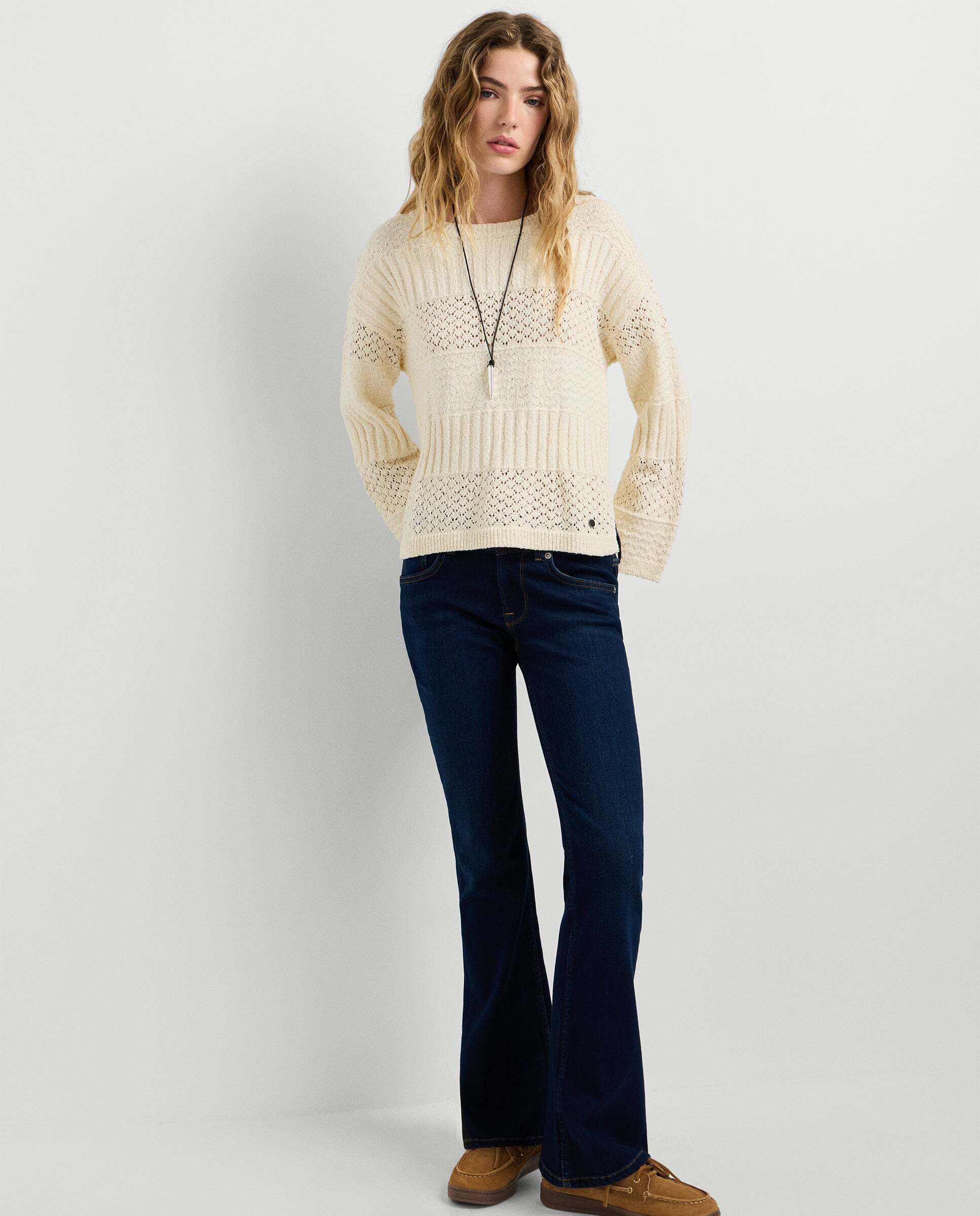 Imagen 3 de Vaquero de mujer fit flare tiro bajo - Pepe Jeans - Azul oscuro Azul oscuro