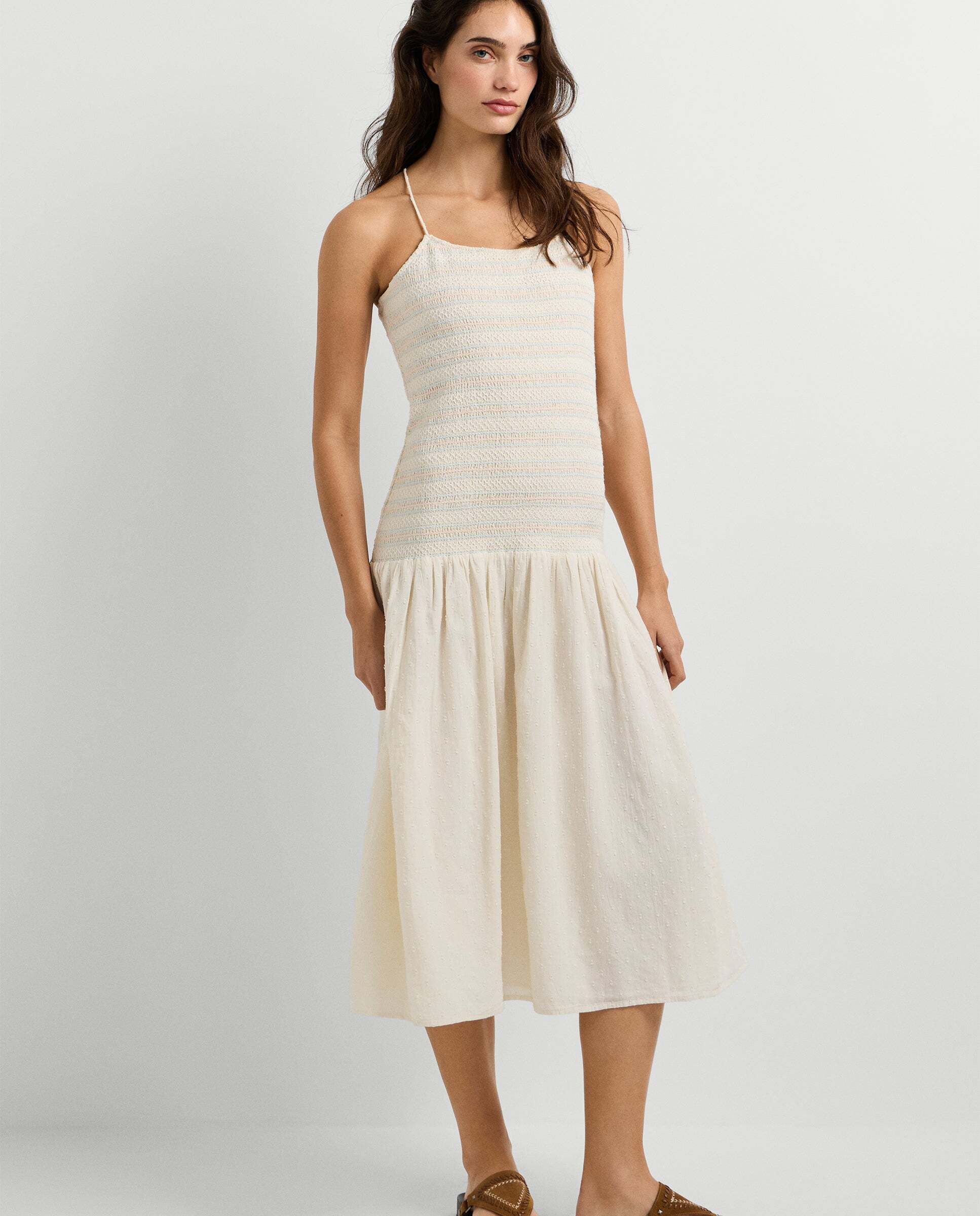 Vestido midi de mujer de tirantes - Pepe Jeans - Blanco Blanco-6