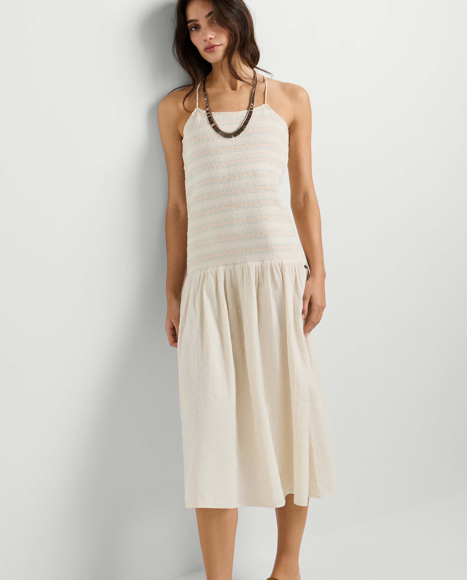 Vestido midi de mujer de tirantes - Pepe Jeans - Blanco Blanco-8
