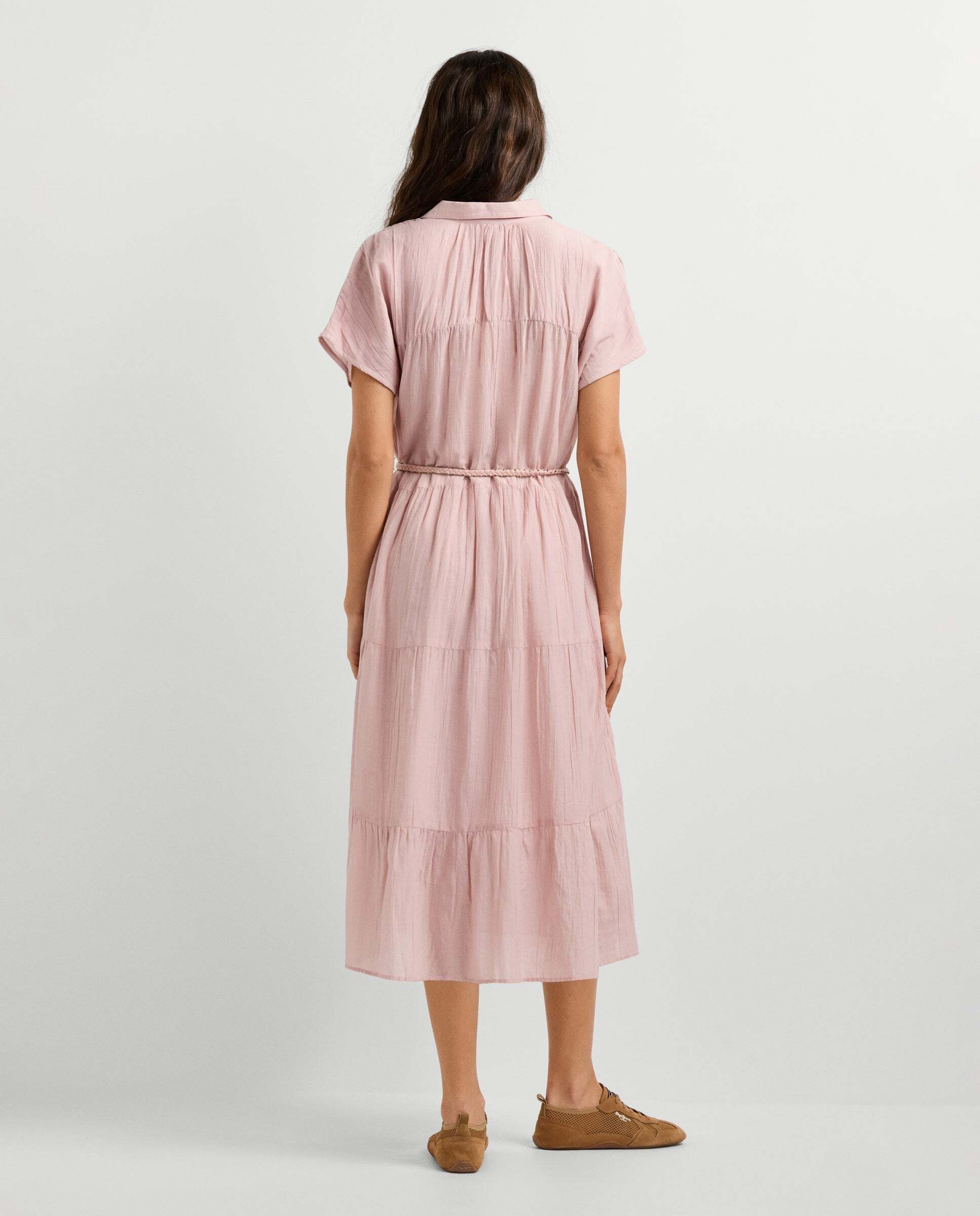 Vestido midi de mujer cuello camisero - Pepe Jeans - Rosa Rosa-4