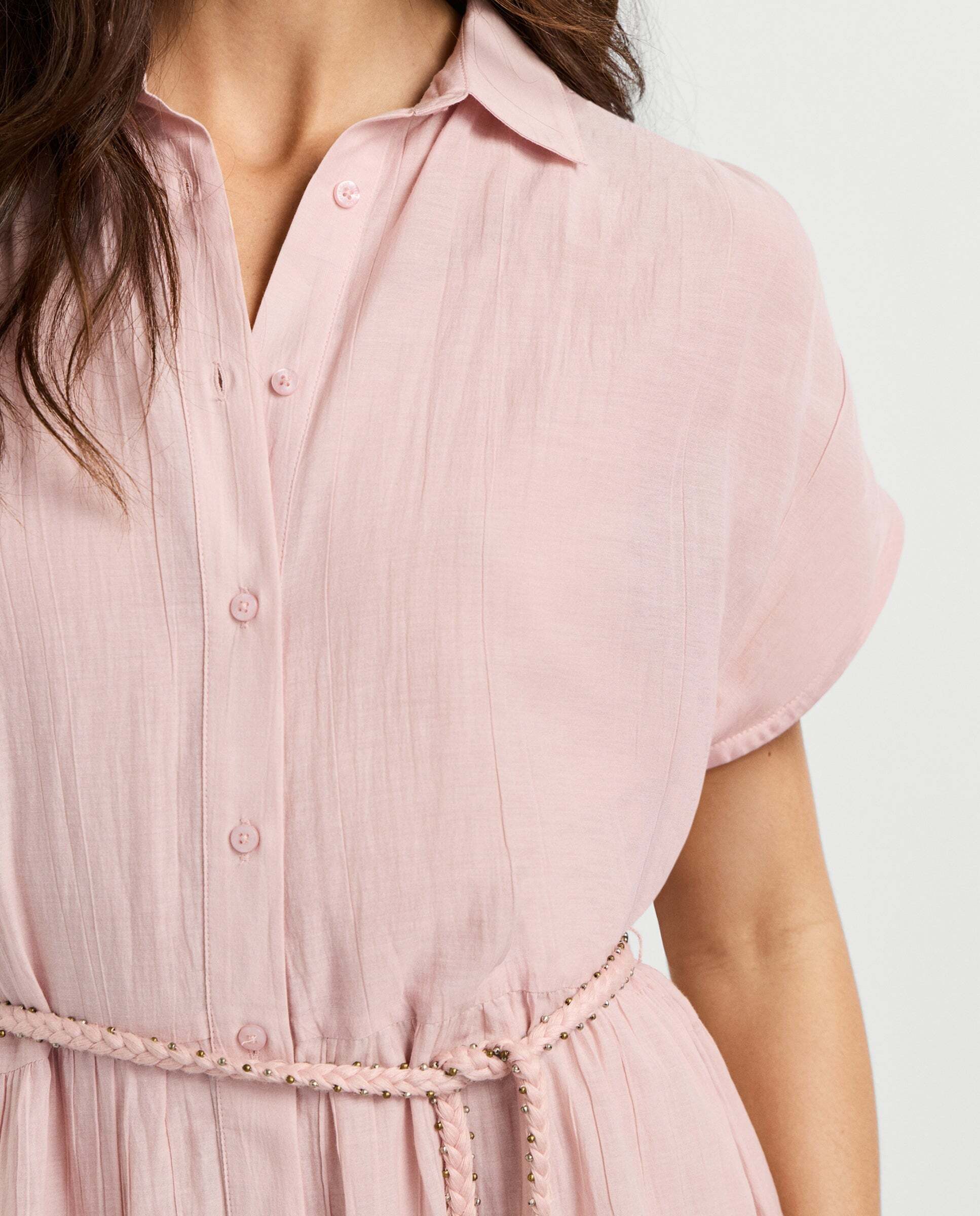 Vestido midi de mujer cuello camisero - Pepe Jeans - Rosa Rosa-6