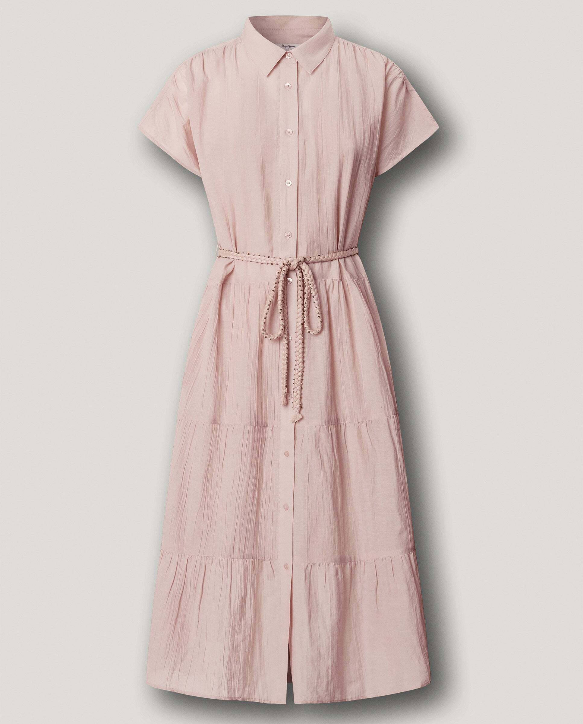 Vestido midi de mujer cuello camisero - Pepe Jeans - Rosa Rosa-9