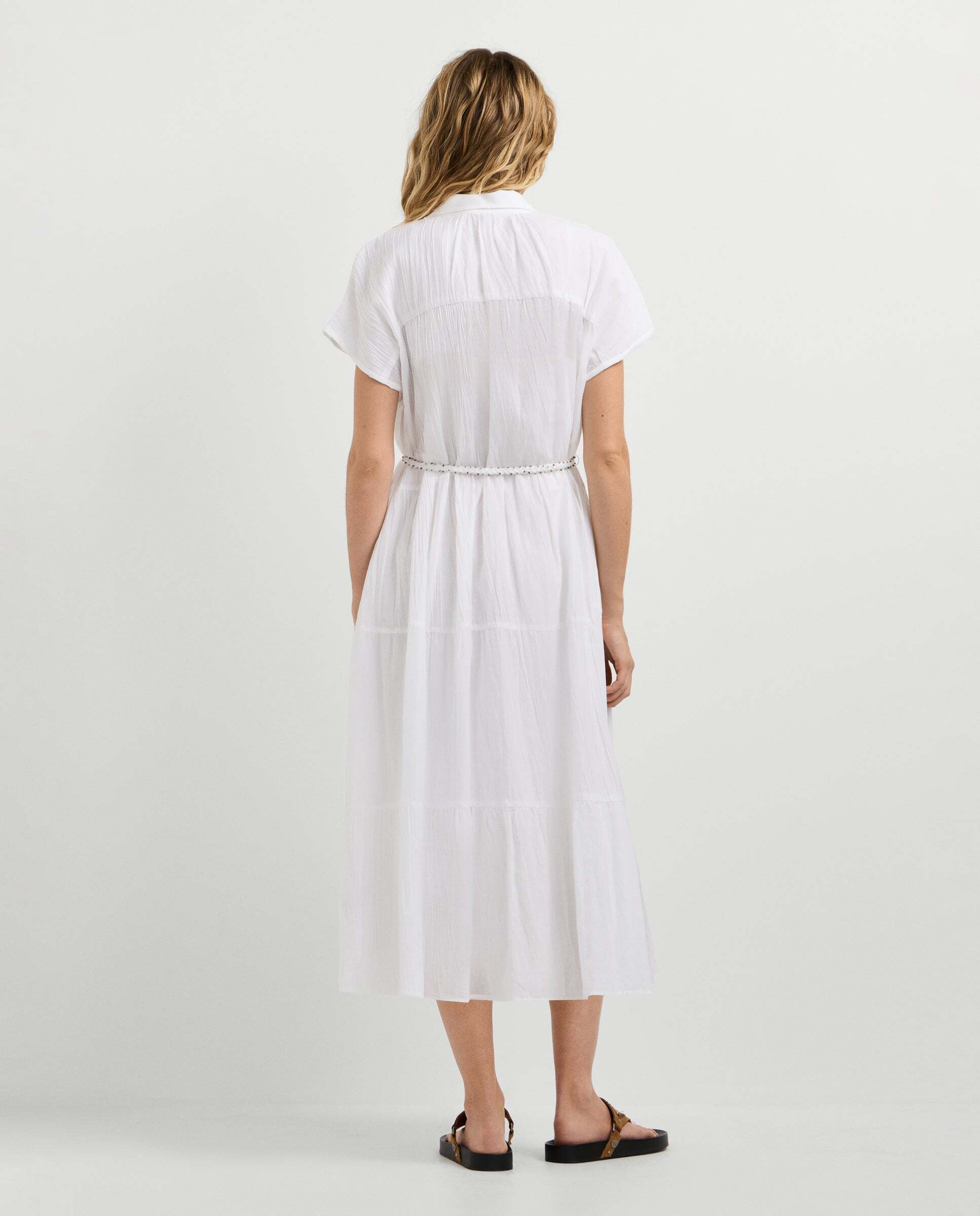 Vestido midi de mujer cuello camisero - Pepe Jeans - Blanco Blanco-3