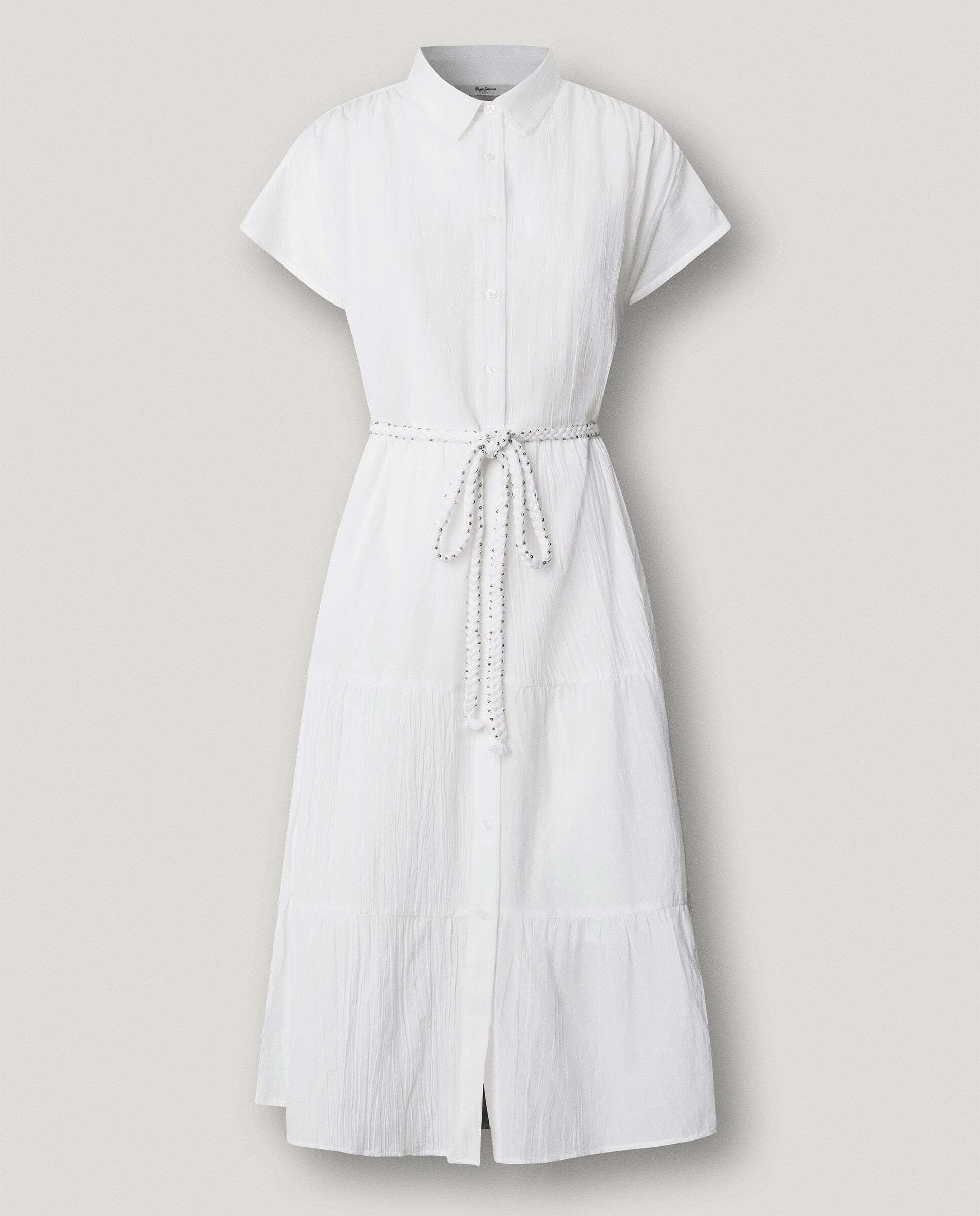 Vestido midi de mujer cuello camisero - Pepe Jeans - Blanco Blanco-10